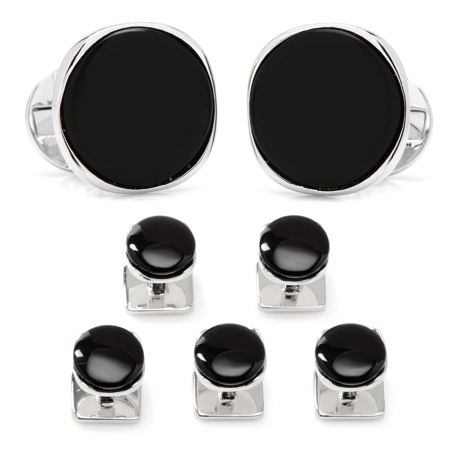 Sterling Silver Classic Formal Onyx 5-Stud Set