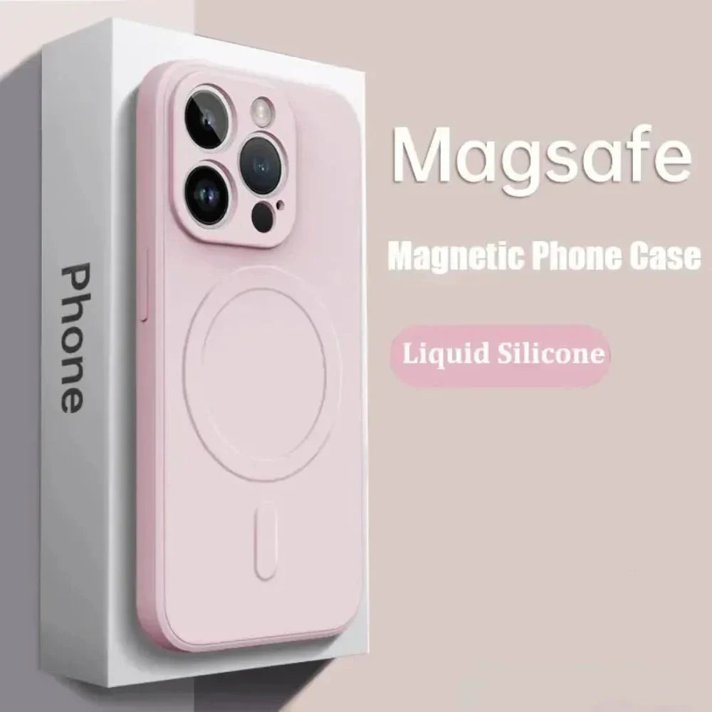 Soft Silicone Magnetic charging compatible case for iPhone 14 to iPhone 17 series