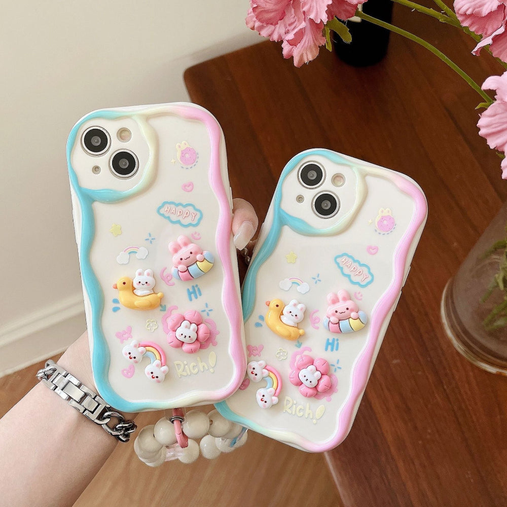 Happy Bunny Cartoon Phone Case for iPhone 12 to 17 series