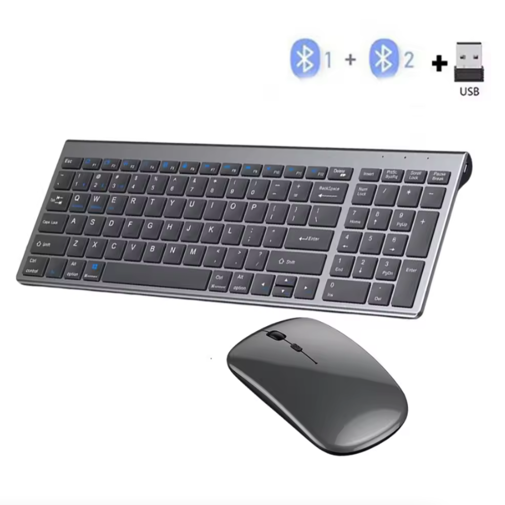 Onetify Dual Mode Wireless Ultra Thin Full Size Wireless Keyboard and Mouse Set
