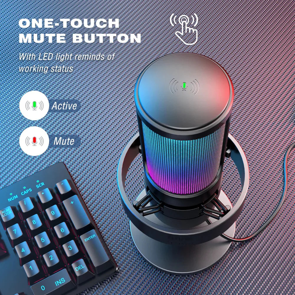 High Quality RGB One Touch Mute Gaming Microphone