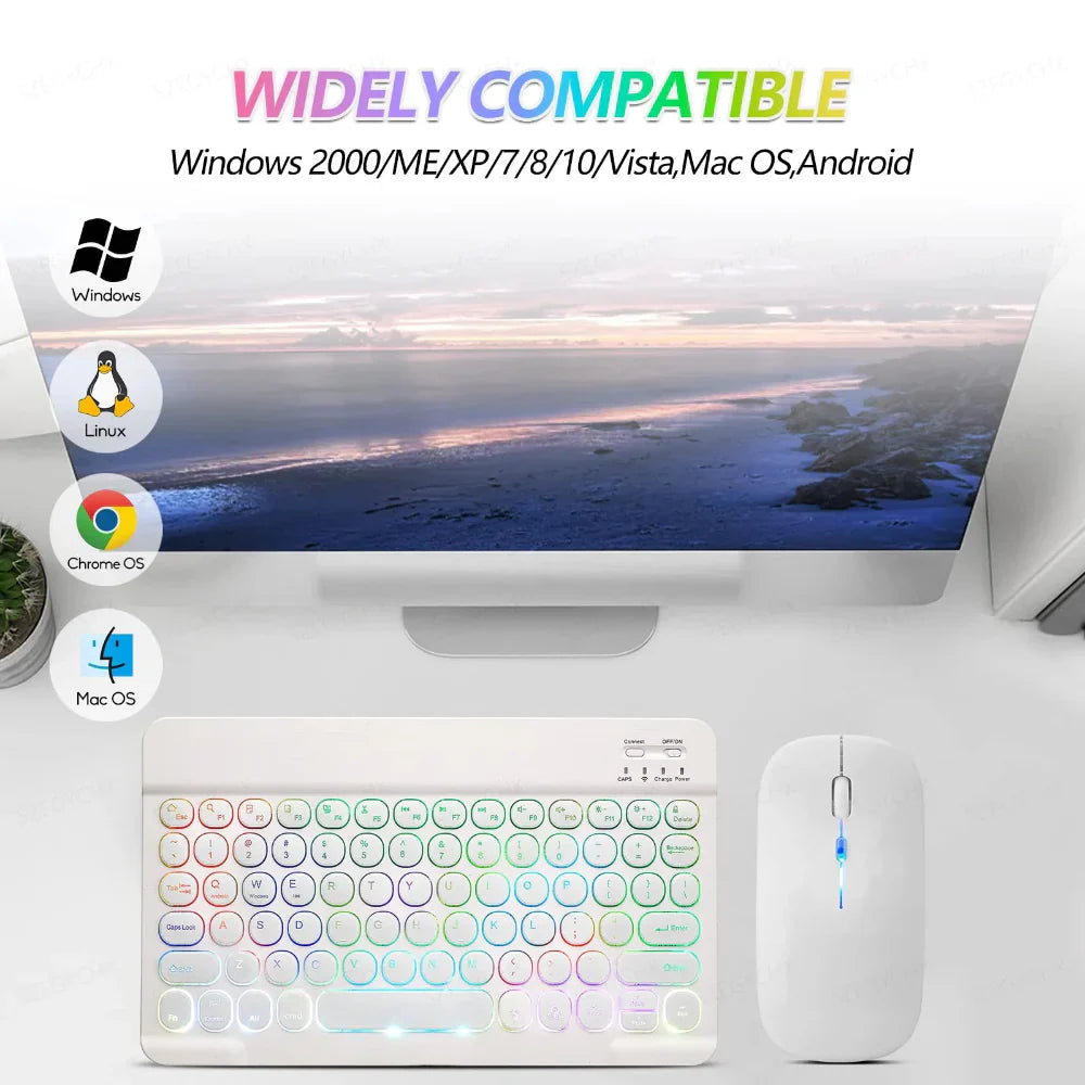 Retro Keys RGB Bluetooth Wireless Keyboard and Mouse Set