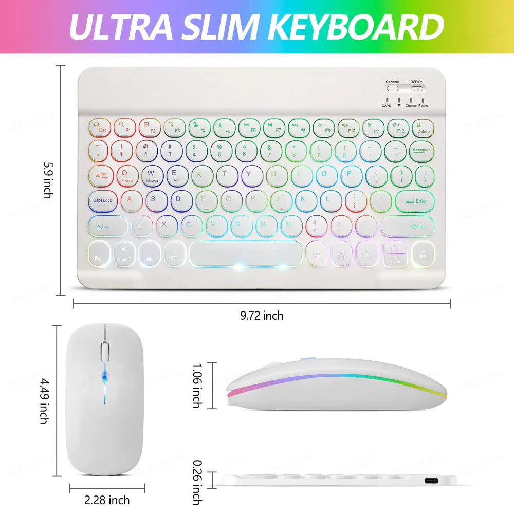 Retro Keys RGB Bluetooth Wireless Keyboard and Mouse Set