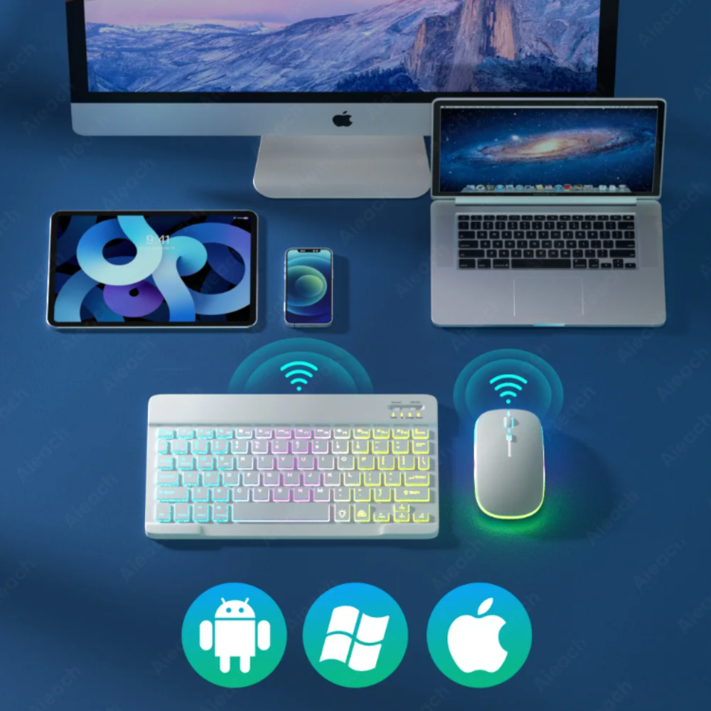 RGB Backlit Bluetooth Wireless Keyboard Mouset Set