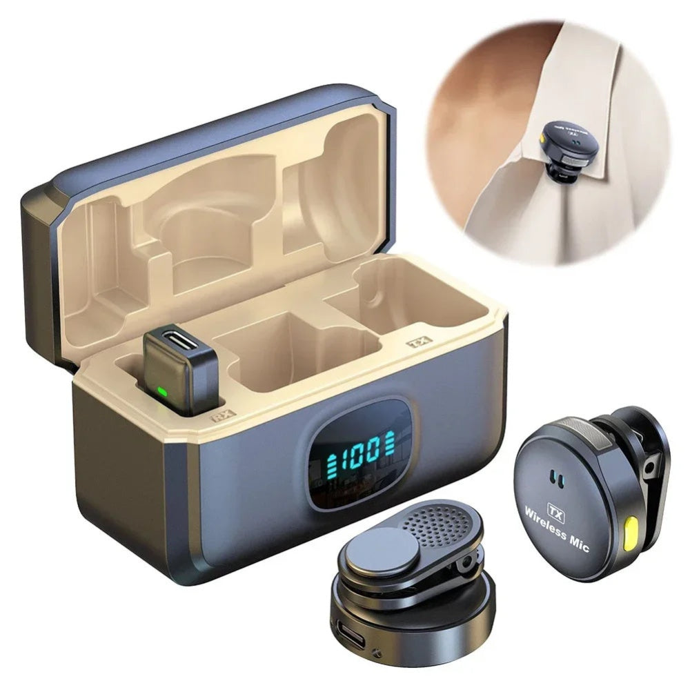 Duo Wireless Button Mag Mic with Charging Case