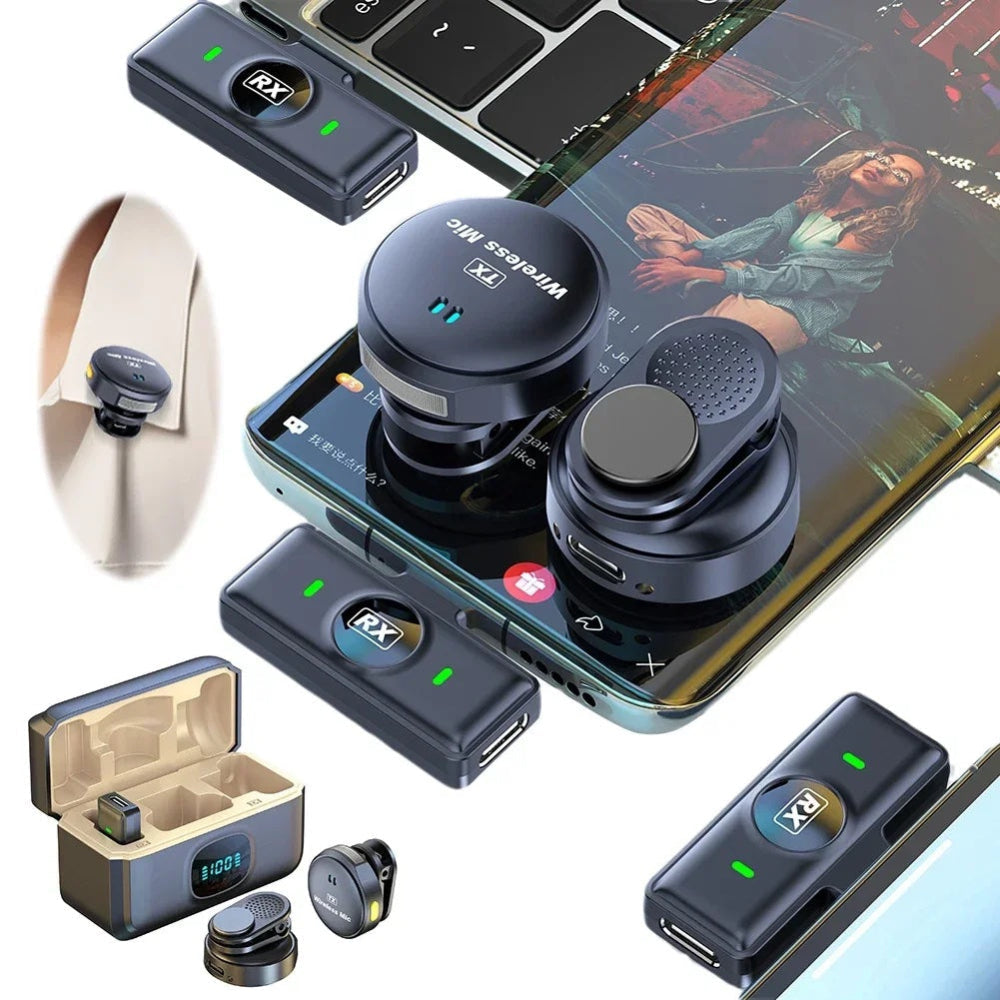 Duo Wireless Button Mag Mic with Charging Case