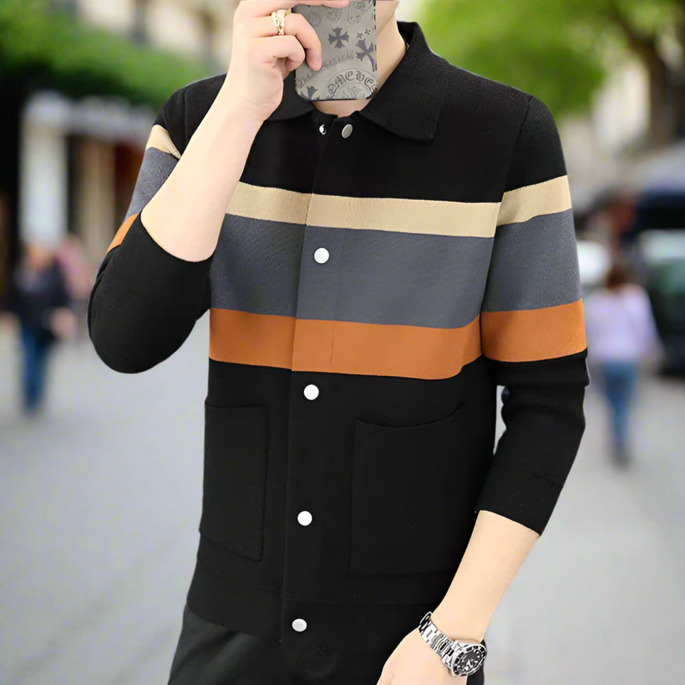 Mens Color Stripped Cardigan