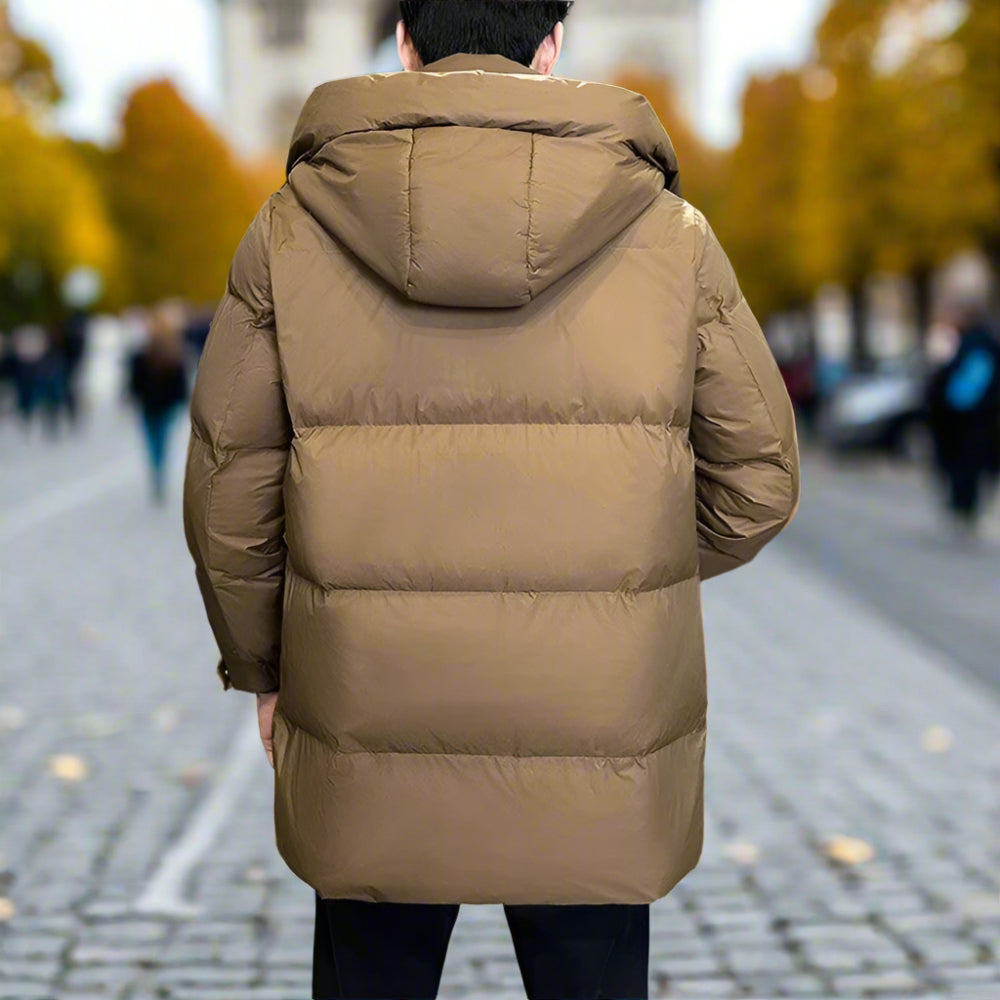 Mens Hooded Zipper Puffy Jacket With Pockets