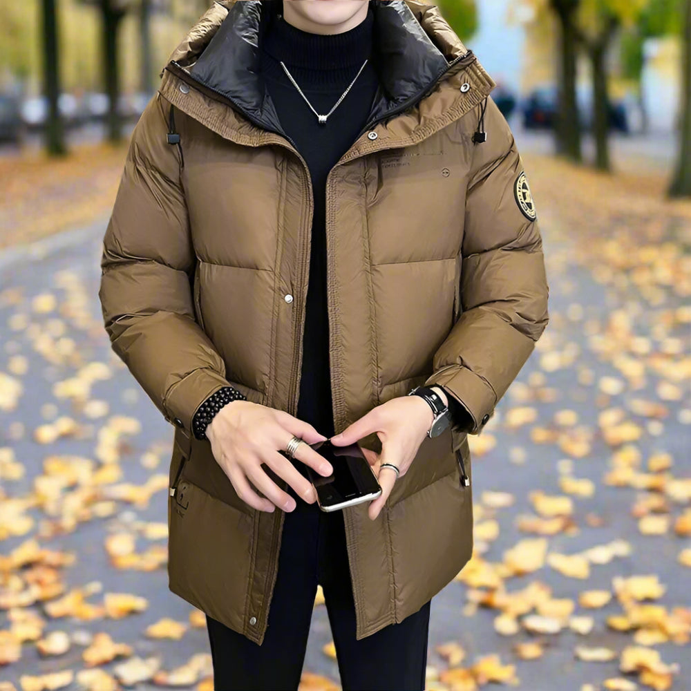 Mens Hooded Zipper Puffy Jacket With Pockets