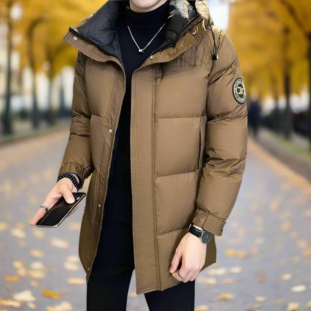 Mens Hooded Zipper Puffy Jacket With Pockets