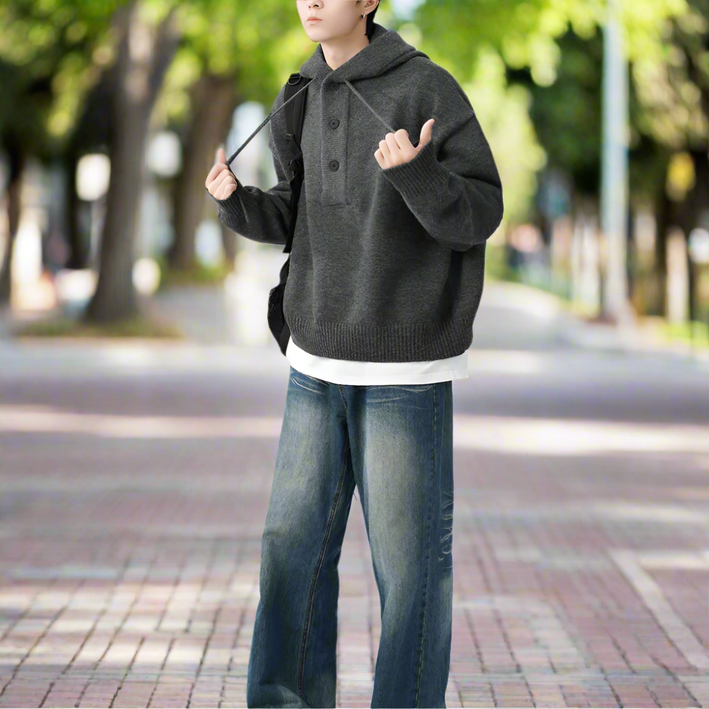 Mens Hooded Pull Over Sweater