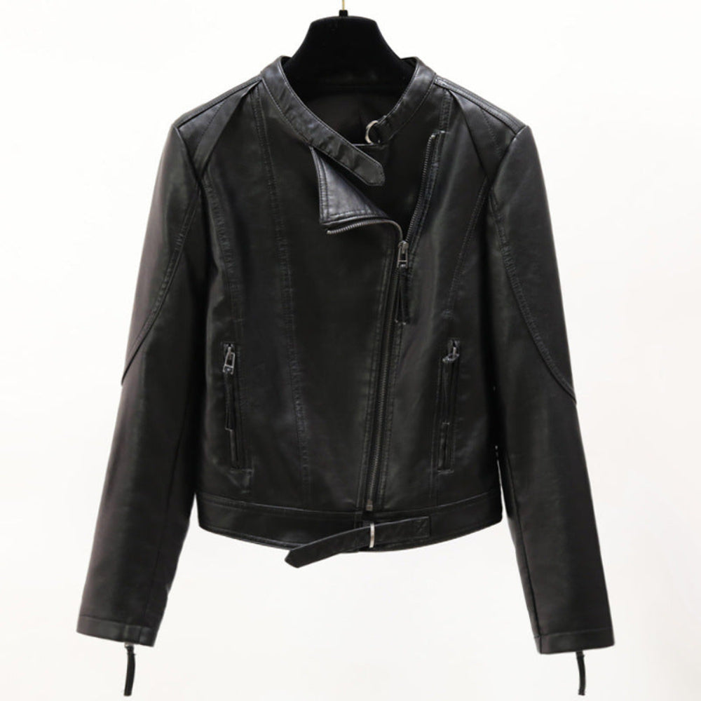 Women Vegan Leather Biker Jacket