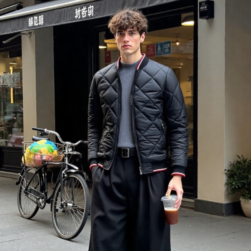 Mens Quilted Bomber Jacket