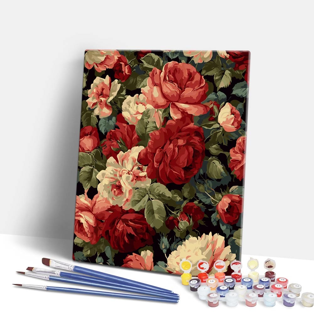 Vintage Red Roses - Paint By Numbers Kit