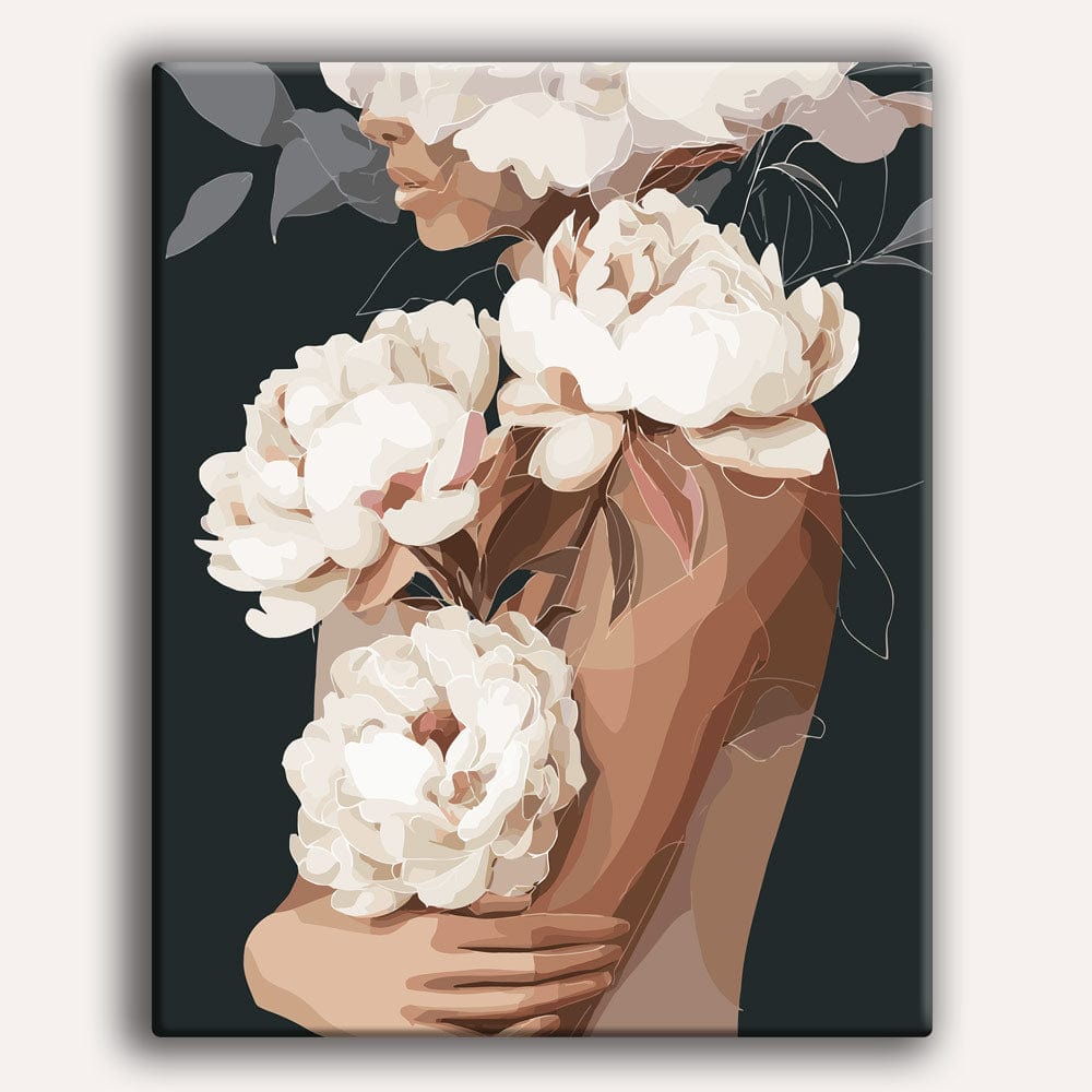 White Peonies in Love - Paint By Numbers Kit