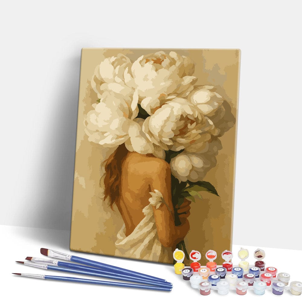 White Peonies Love - Paint By Numbers Kit