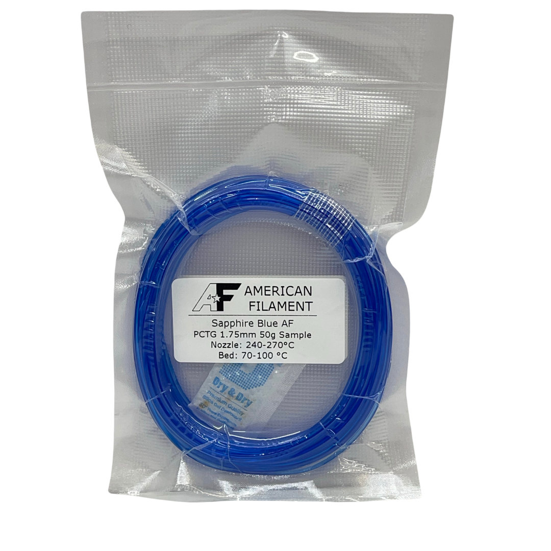 Transparent Sapphire Blue AF 1.75mm PCTG Filament Made in the USA!