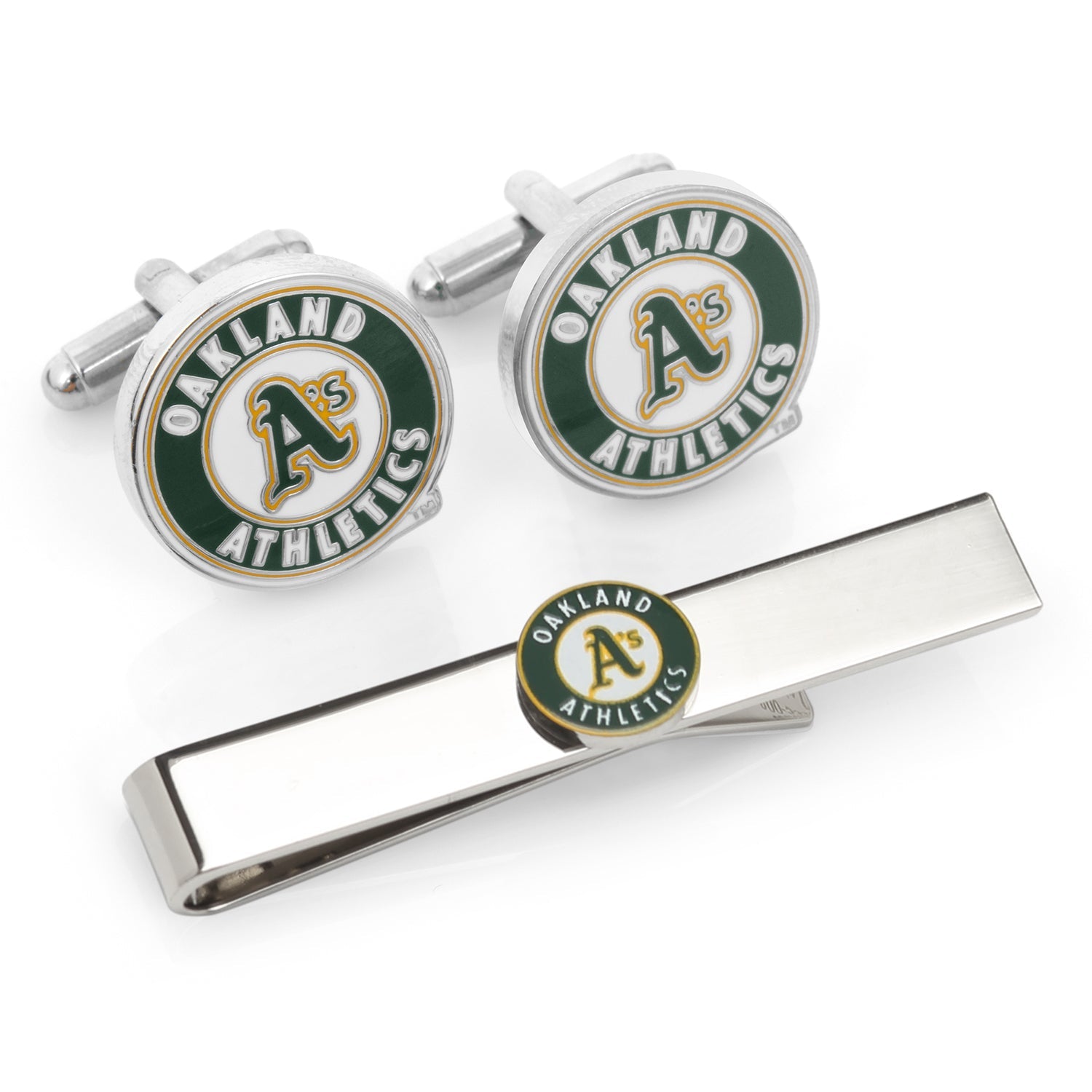 MLB Oakland A's Cufflinks and Tie Bar Gift Set