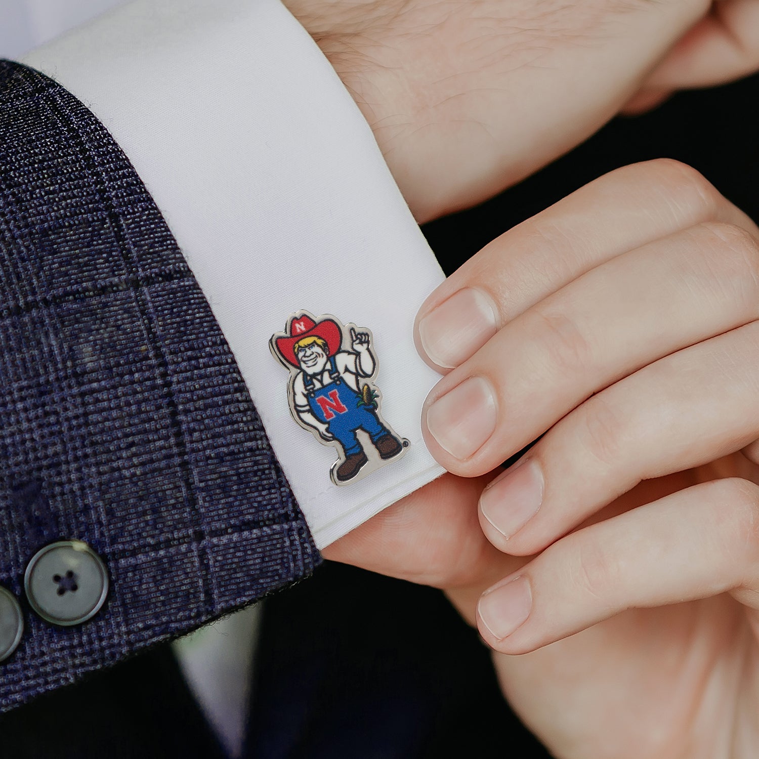 NCAA Nebraska Herbie Husker Mascot Cufflinks