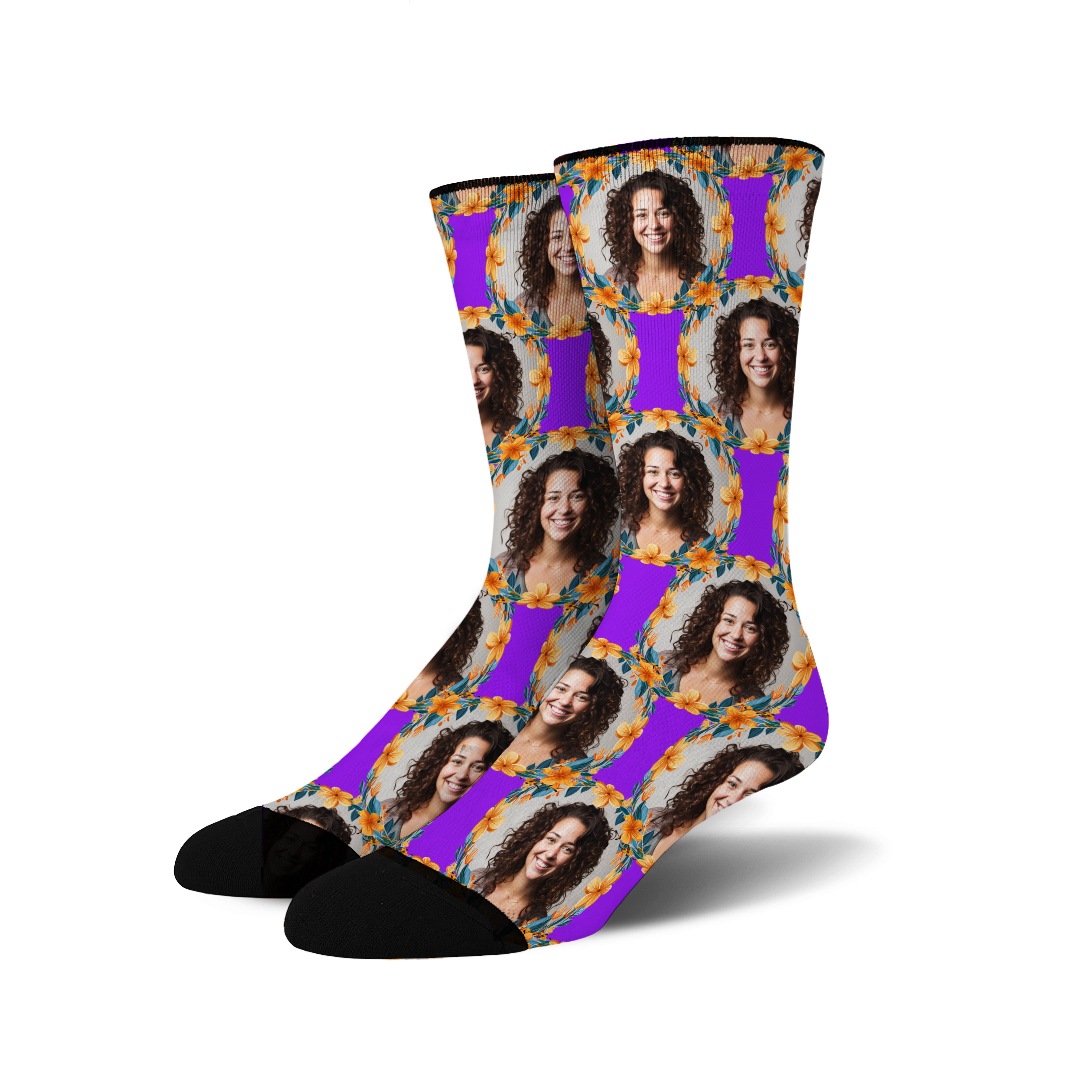 Custom Personalized Photo Flower Socks