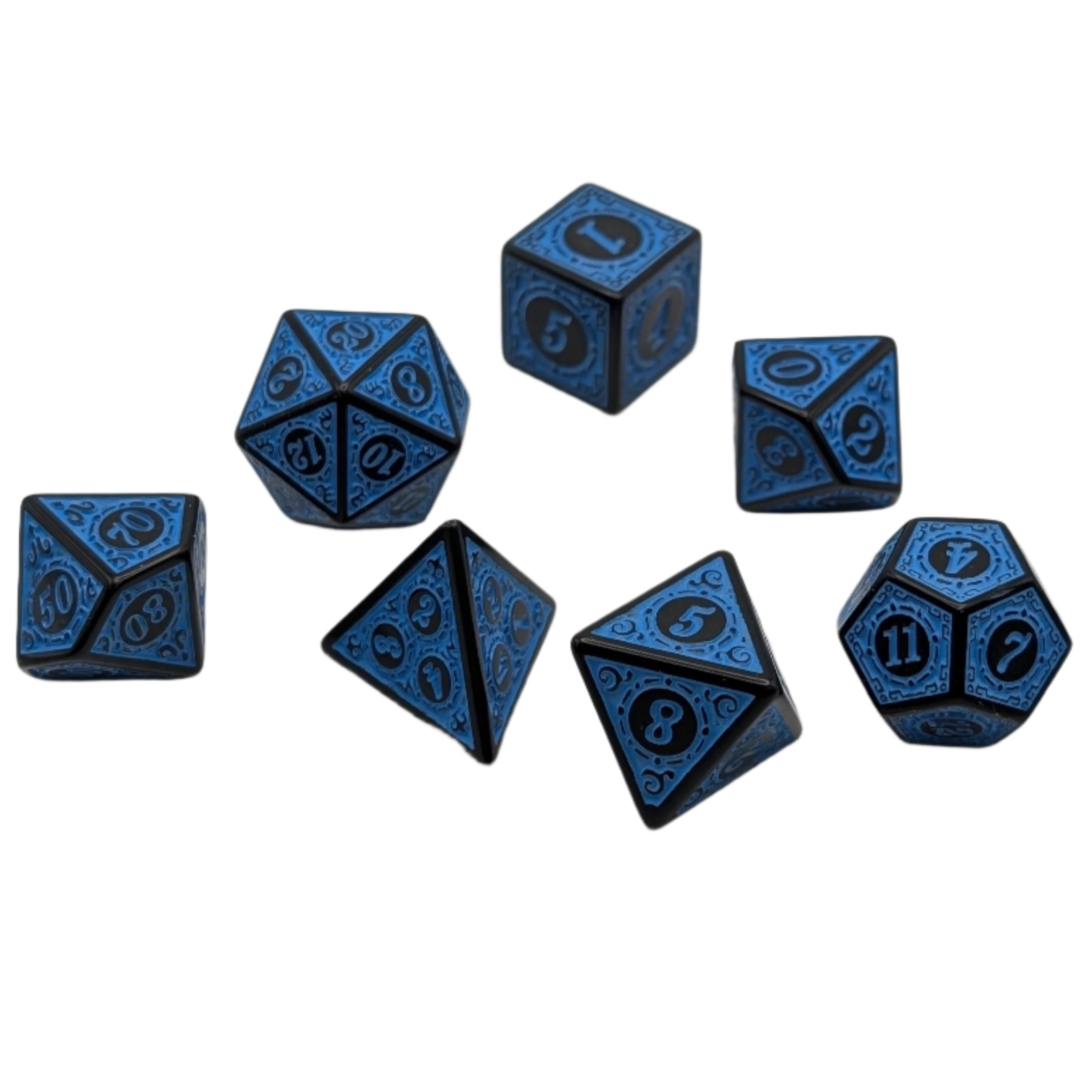 Magic Flame (Blue) - Enchanted Seas - 7 Piece DnD Dice Set | Acrylic RPG Gaming Dice
