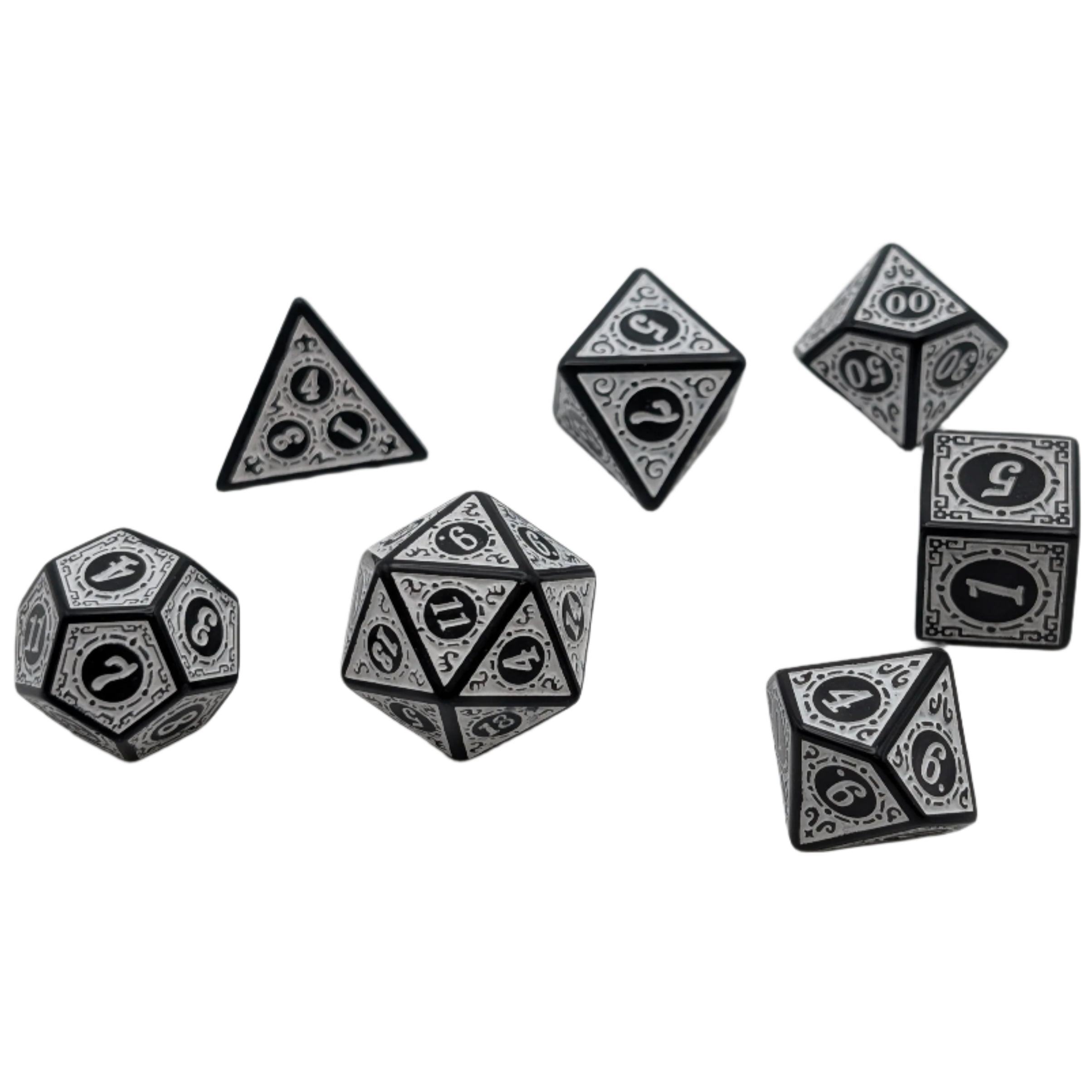 Magic Flame (White) - "Enchanted Zen" - 7 Piece DnD Dice Set | Acrylic RPG Gaming Dice