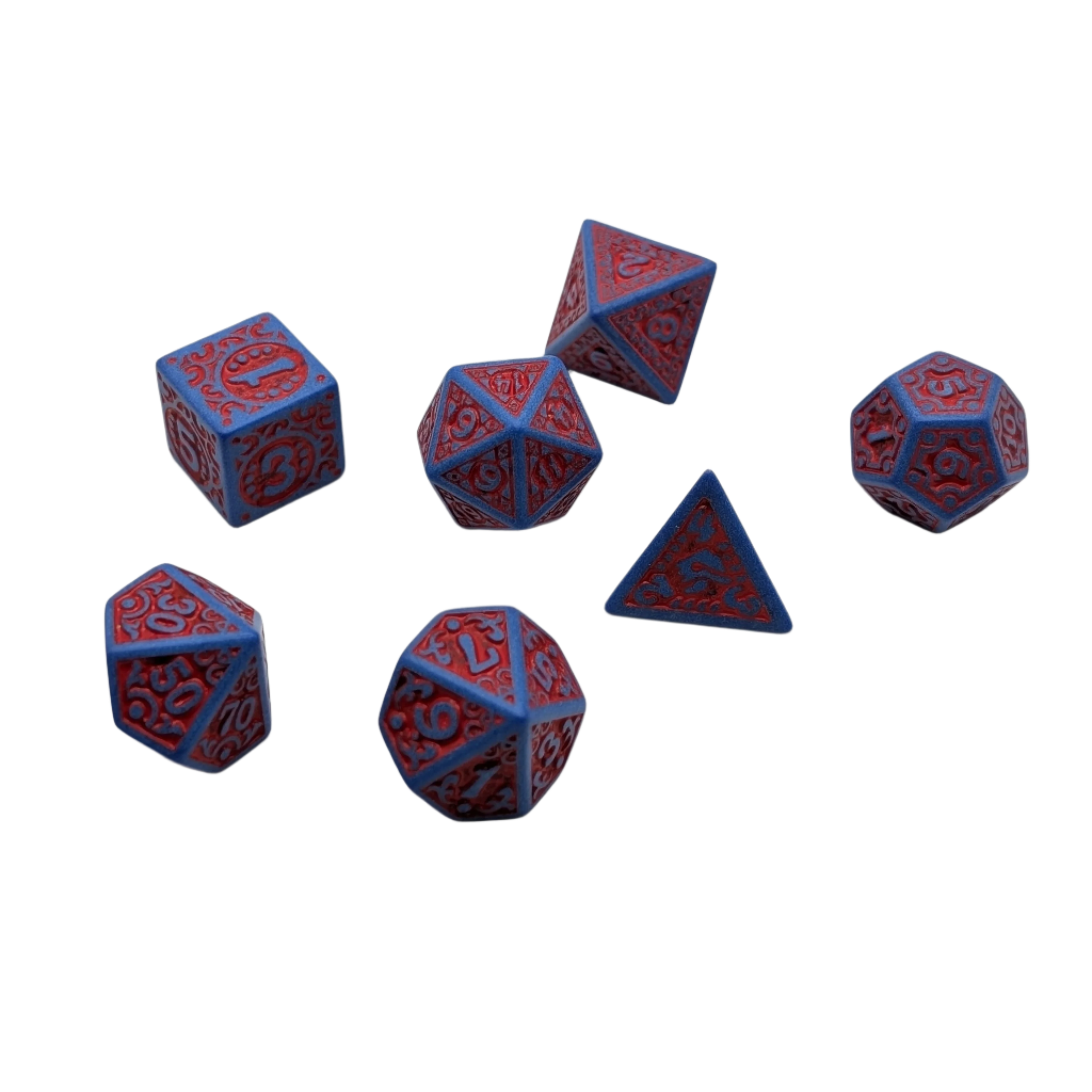Magic Flame (Red Blue) - "Enchanted Hero" - 7 Piece DnD Dice Set | Acrylic RPG Gaming Dice