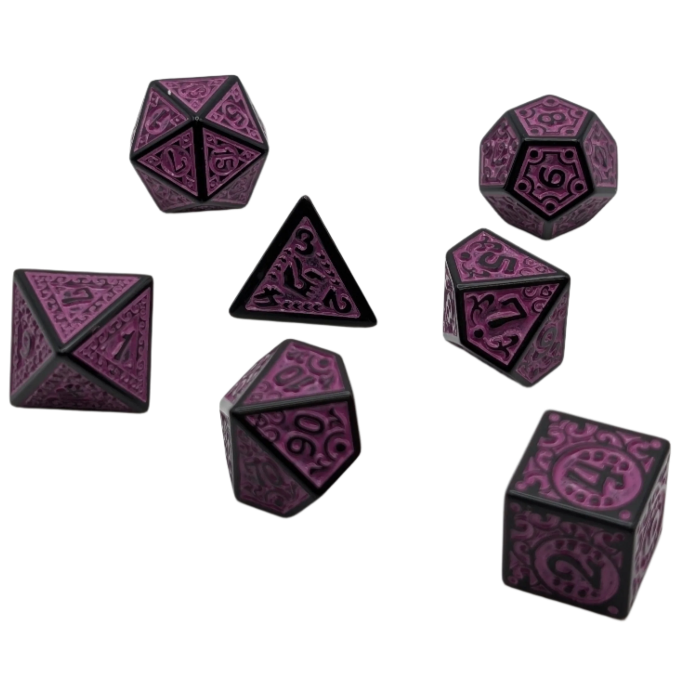 Magic Flame (Purple) - "Enchanted Royalty" - 7 Piece DnD Dice Set | Acrylic RPG Gaming Dice