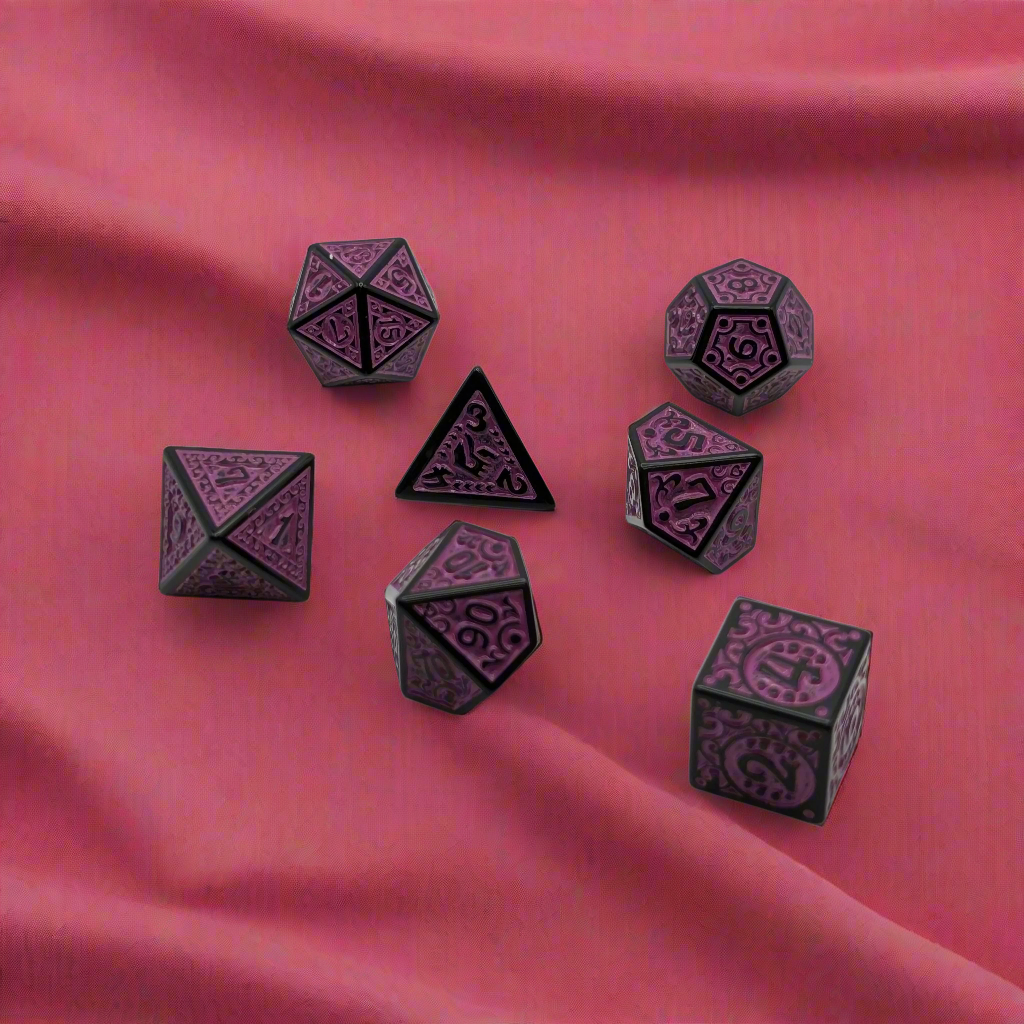 Magic Flame (Purple) - "Enchanted Royalty" - 7 Piece DnD Dice Set | Acrylic RPG Gaming Dice