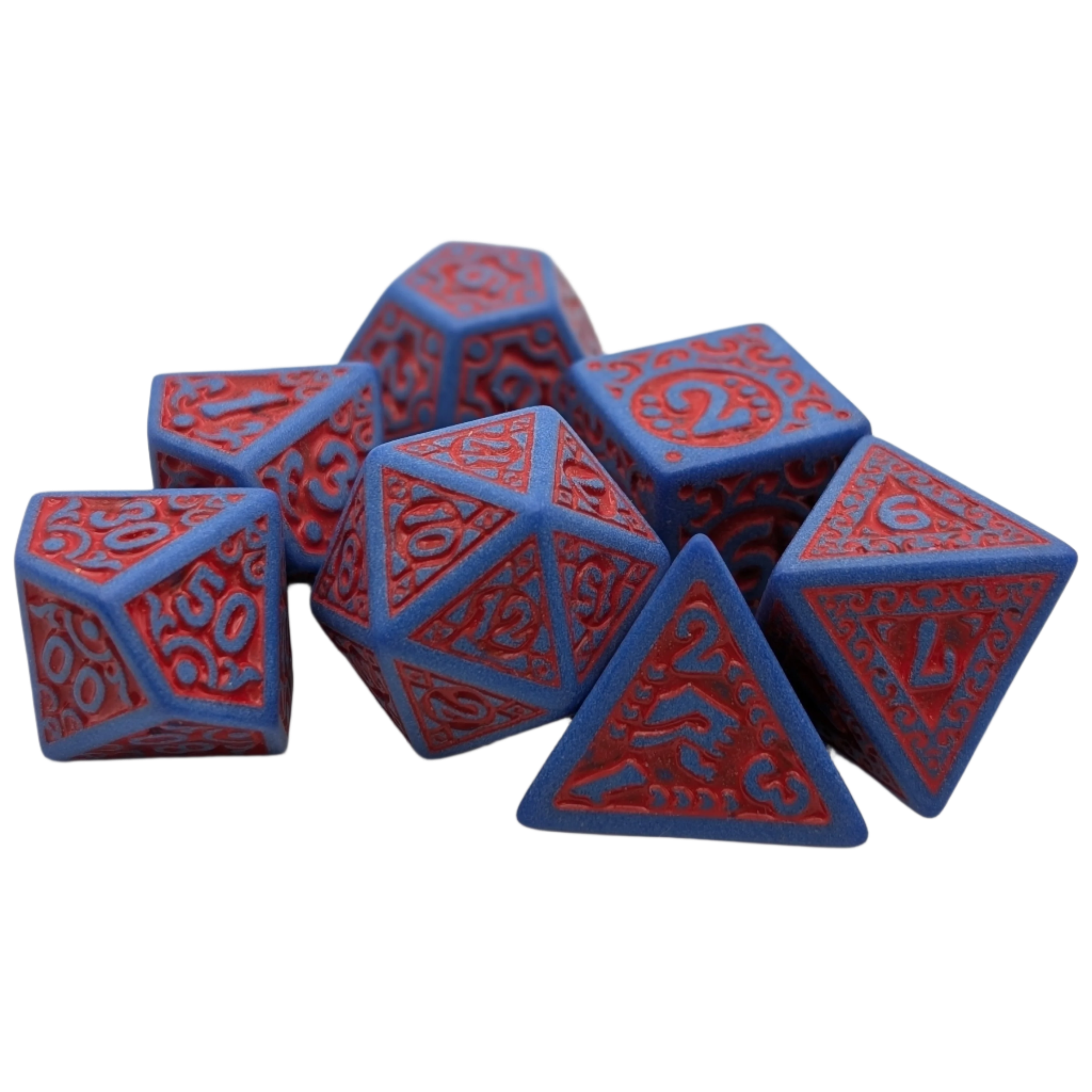 Magic Flame (Red Blue) - "Enchanted Hero" - 7 Piece DnD Dice Set | Acrylic RPG Gaming Dice
