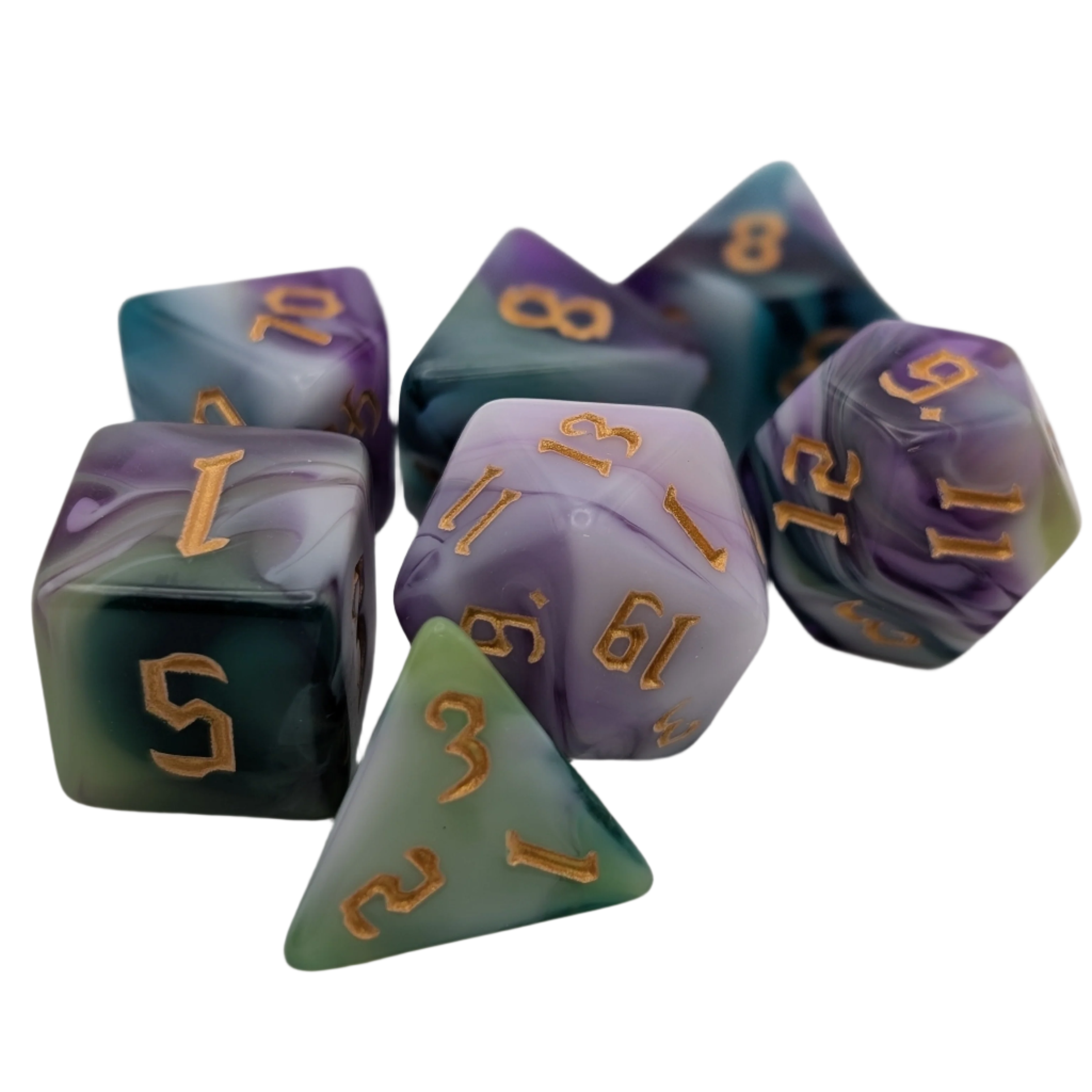 Siberian Iris - 7 Piece DnD Dice Set | Acrylic RPG Gaming Dice