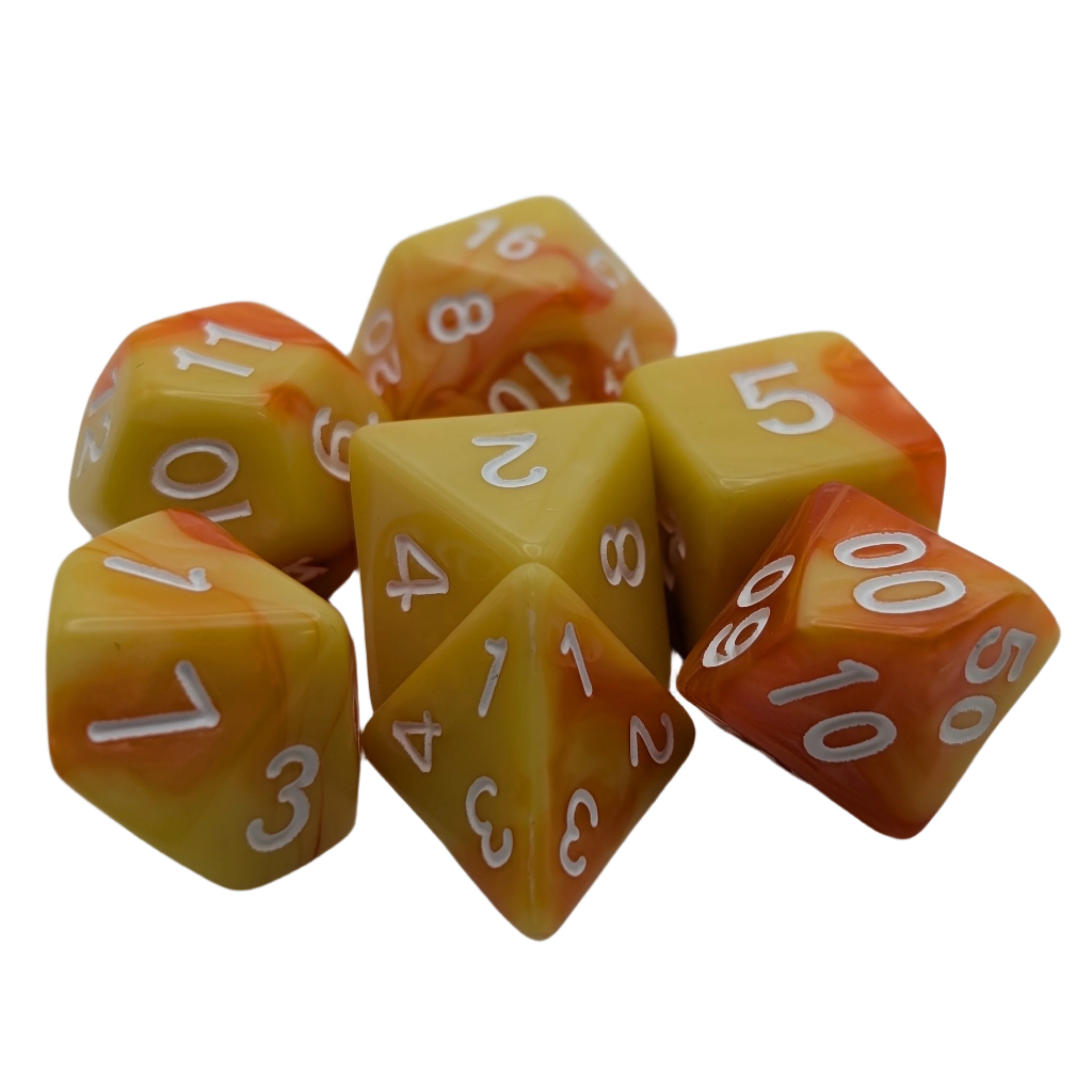 Lemon Orange - 7 Piece DnD Dice Set | Acrylic RPG Gaming Dice