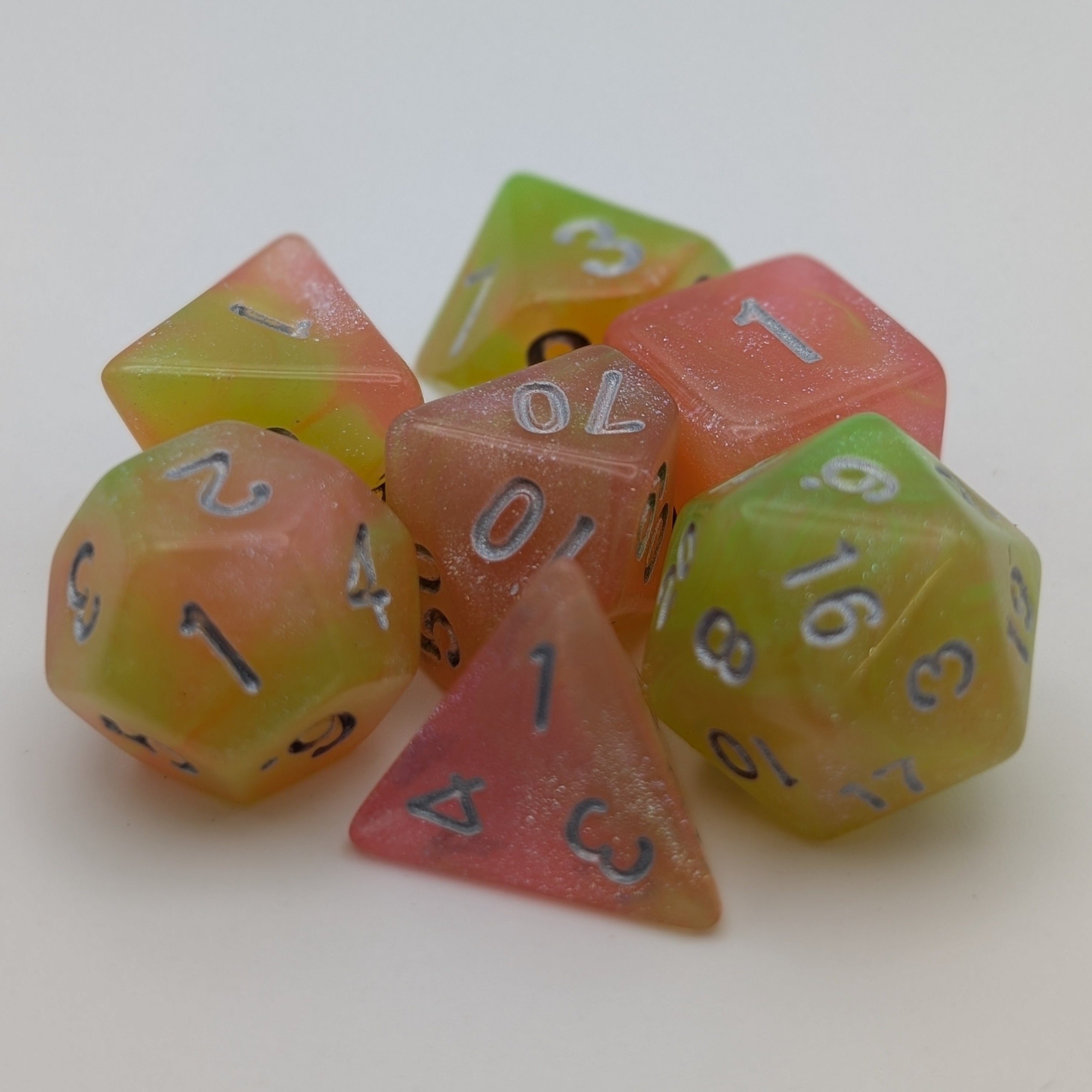 Summer's Joy - 7 Piece DnD Dice Set | Acrylic RPG Gaming Dice