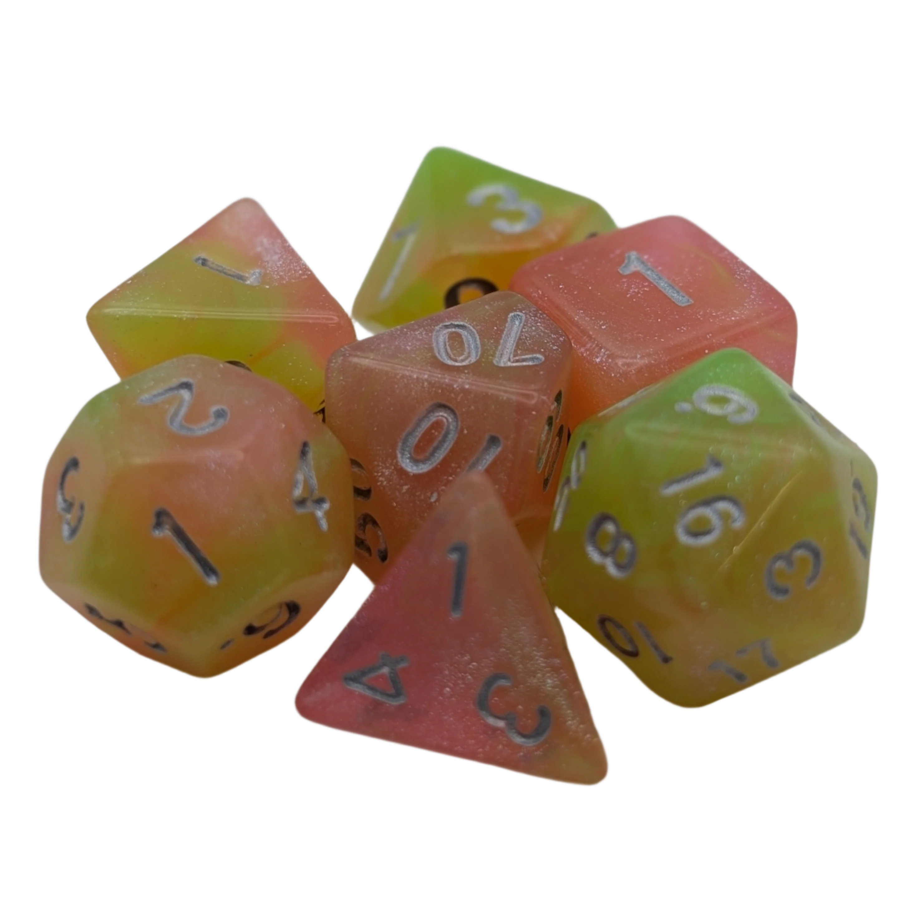 Summer's Joy - 7 Piece DnD Dice Set | Acrylic RPG Gaming Dice