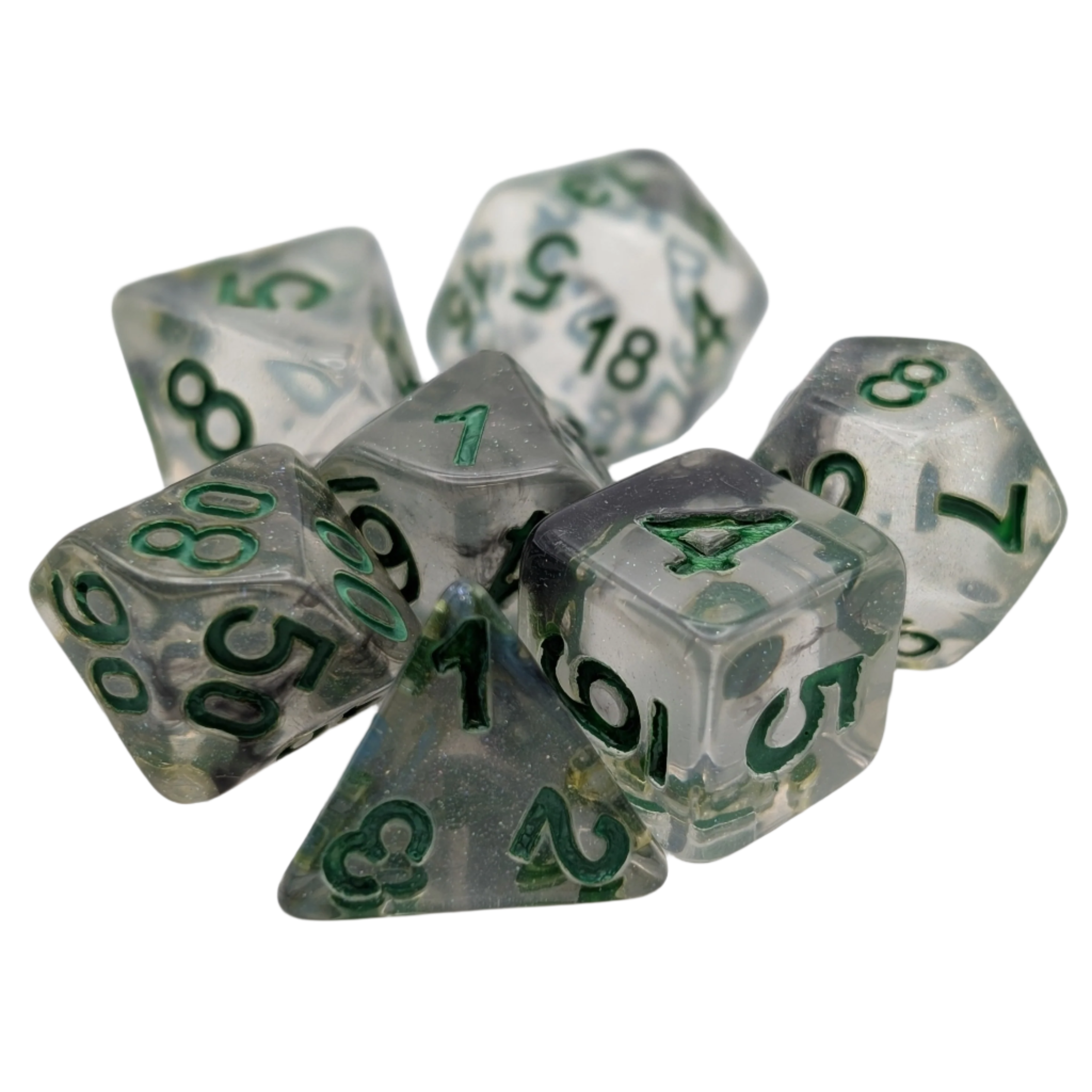 Shining Stars - 7 Piece DnD Dice Set | Acrylic RPG Gaming Dice
