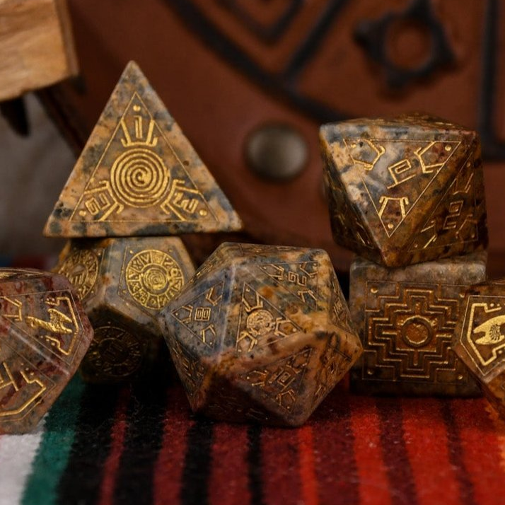 Peruvian Leopard Jasper Stone Dice Set - Dice Around the World Collection