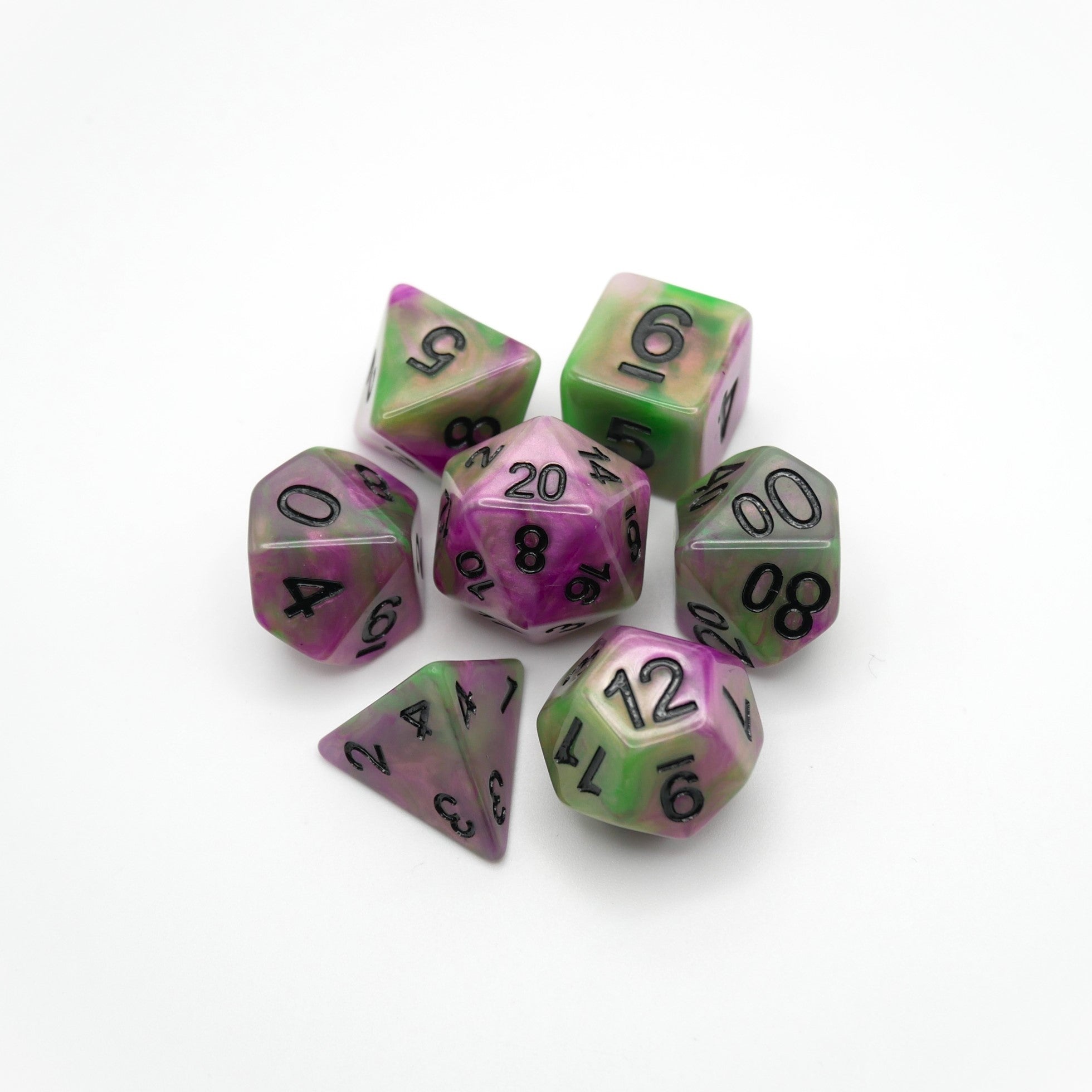 Poison Petals - 7 Piece DnD Dice Set | Acrylic RPG Gaming Dice