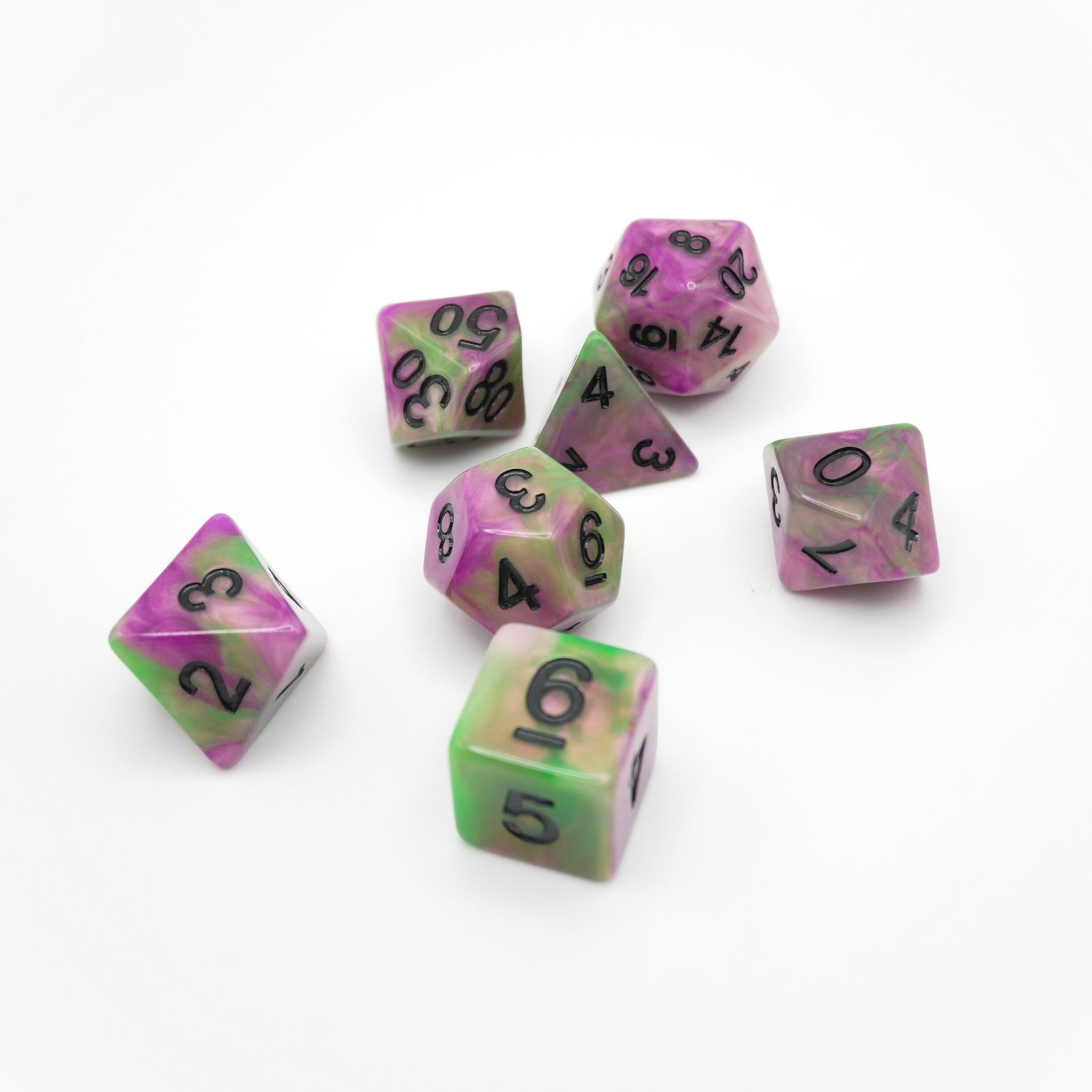 Poison Petals - 7 Piece DnD Dice Set | Acrylic RPG Gaming Dice