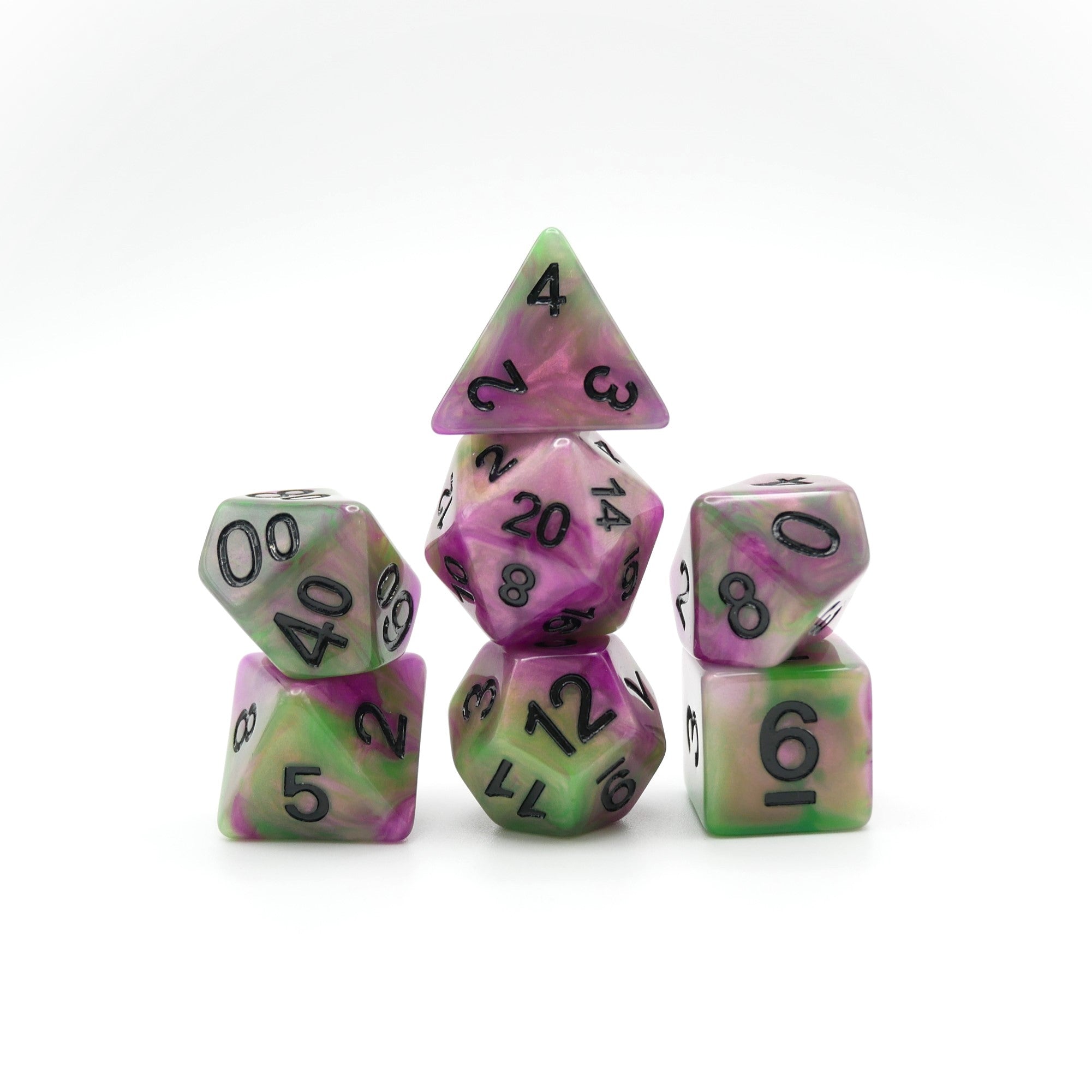 Poison Petals - 7 Piece DnD Dice Set | Acrylic RPG Gaming Dice