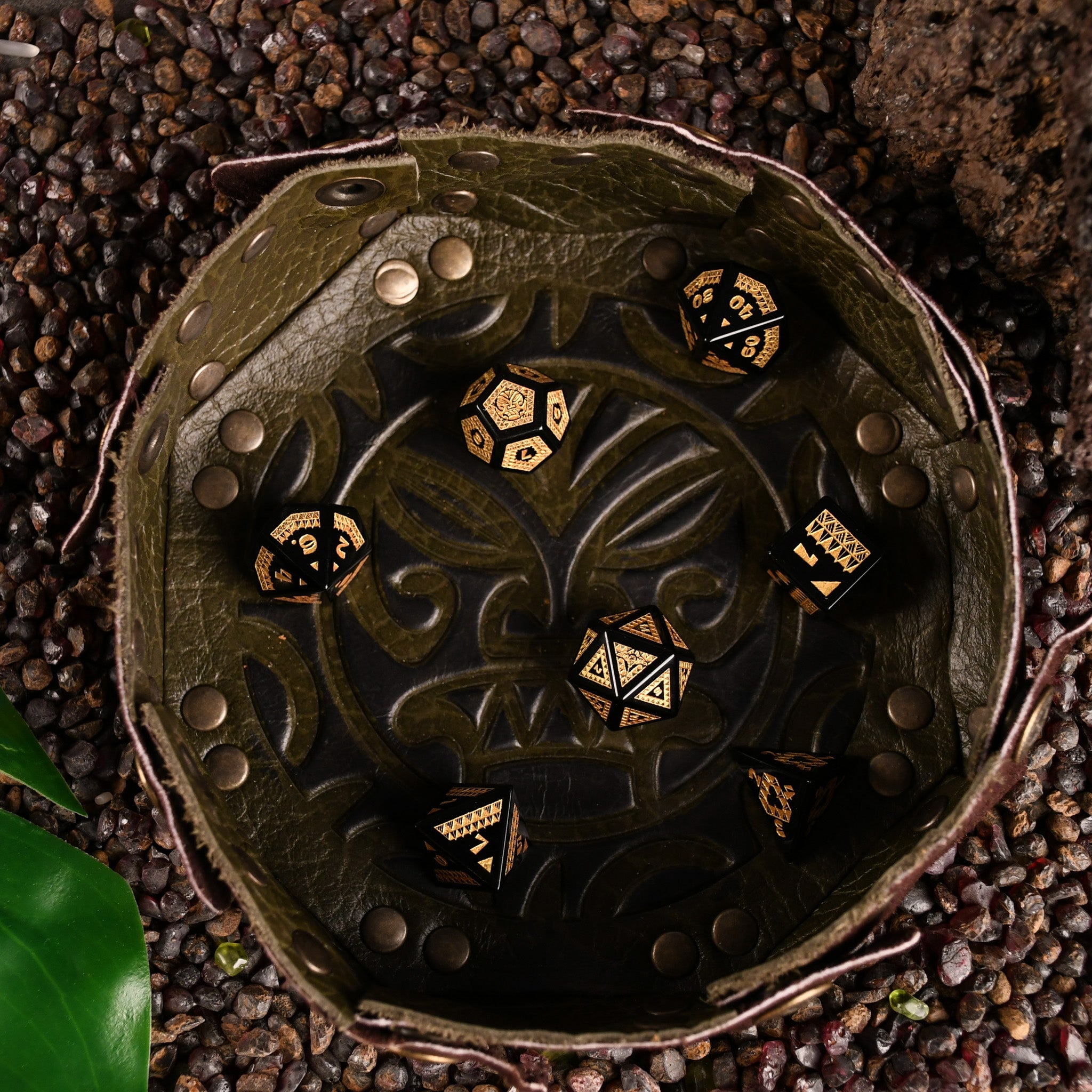 Polynesian Black Obsidian Stone Dice Set - Dice Around the World Collection