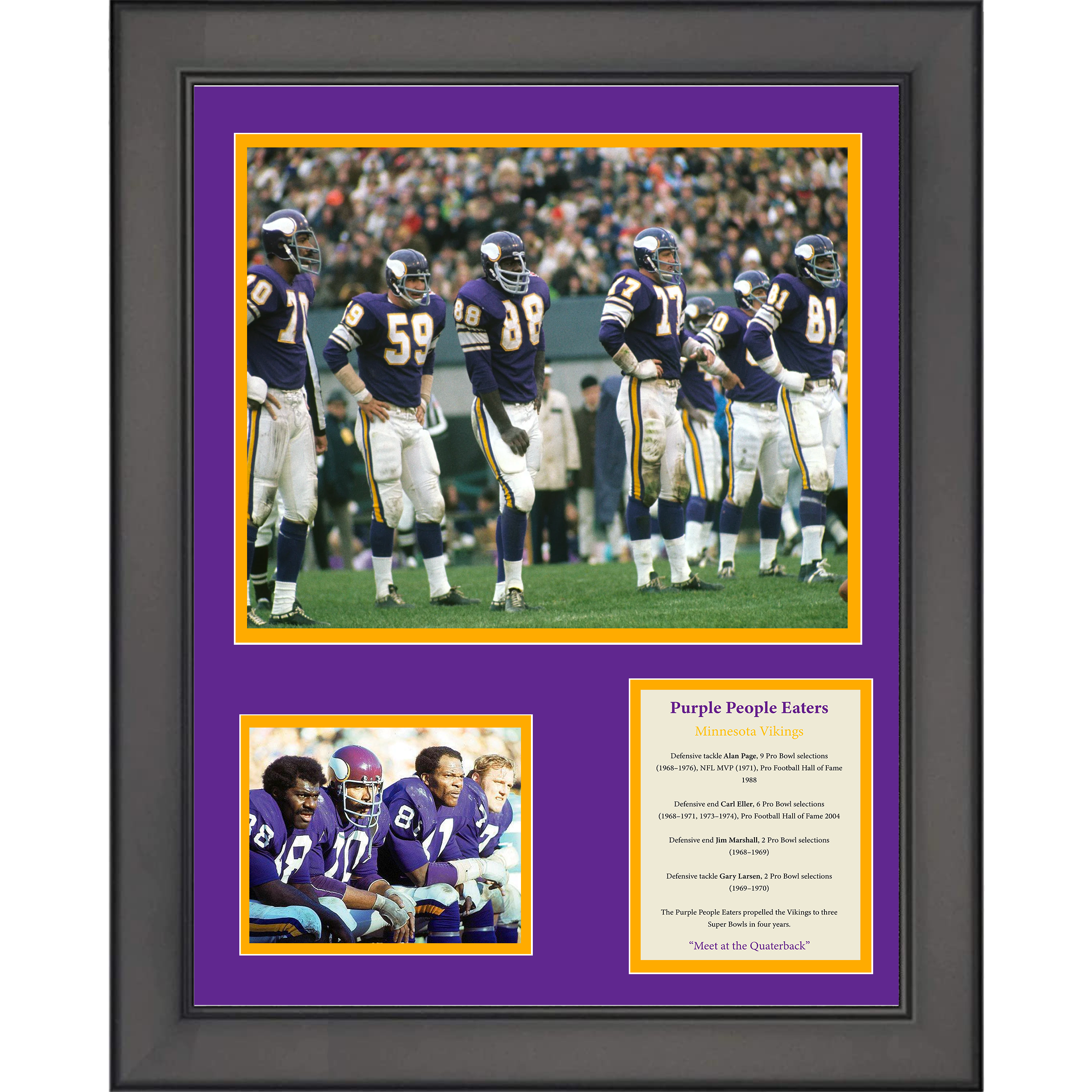 Framed Purple People Eaters PPE Minnesota Vikings Football 11"x14"Three Photo Collage