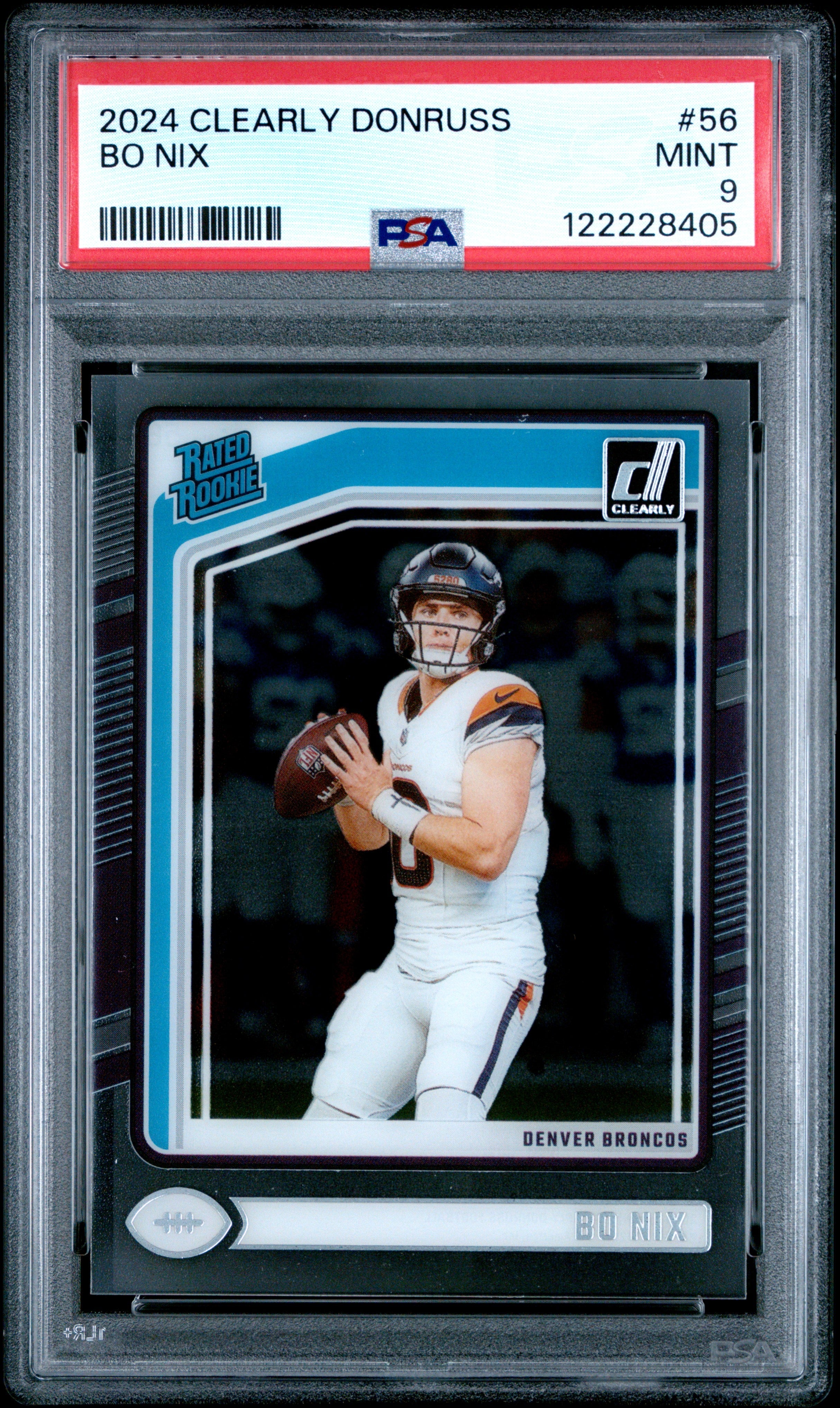 Graded 2024 Panini Clearly Donruss Bo Nix #56 Rookie RC Football Card