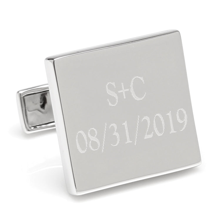 Personalized Wedding Day Engravable Square Cufflinks