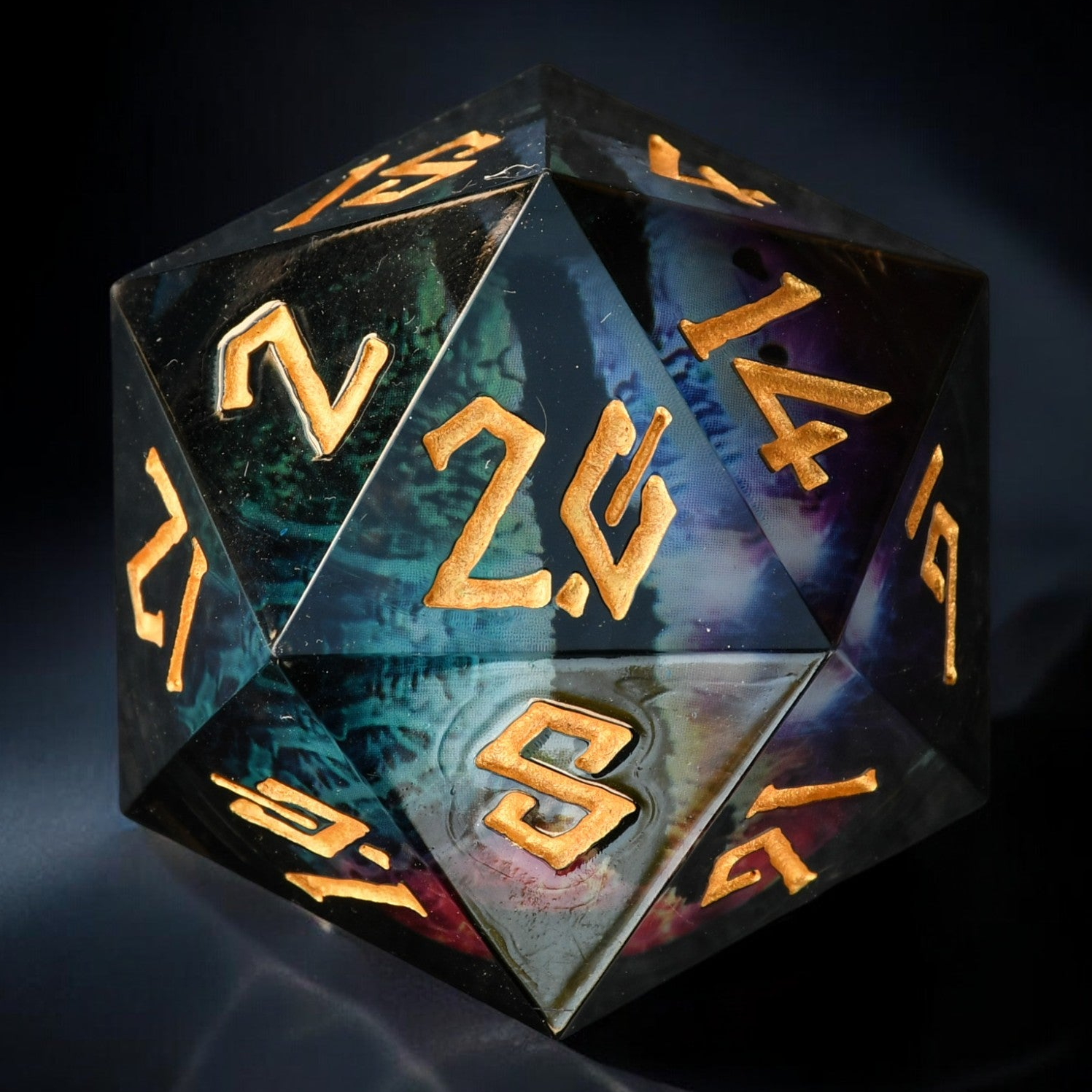 Rainbow Dragon (Black/Gold) Liquid Core 30mm D20