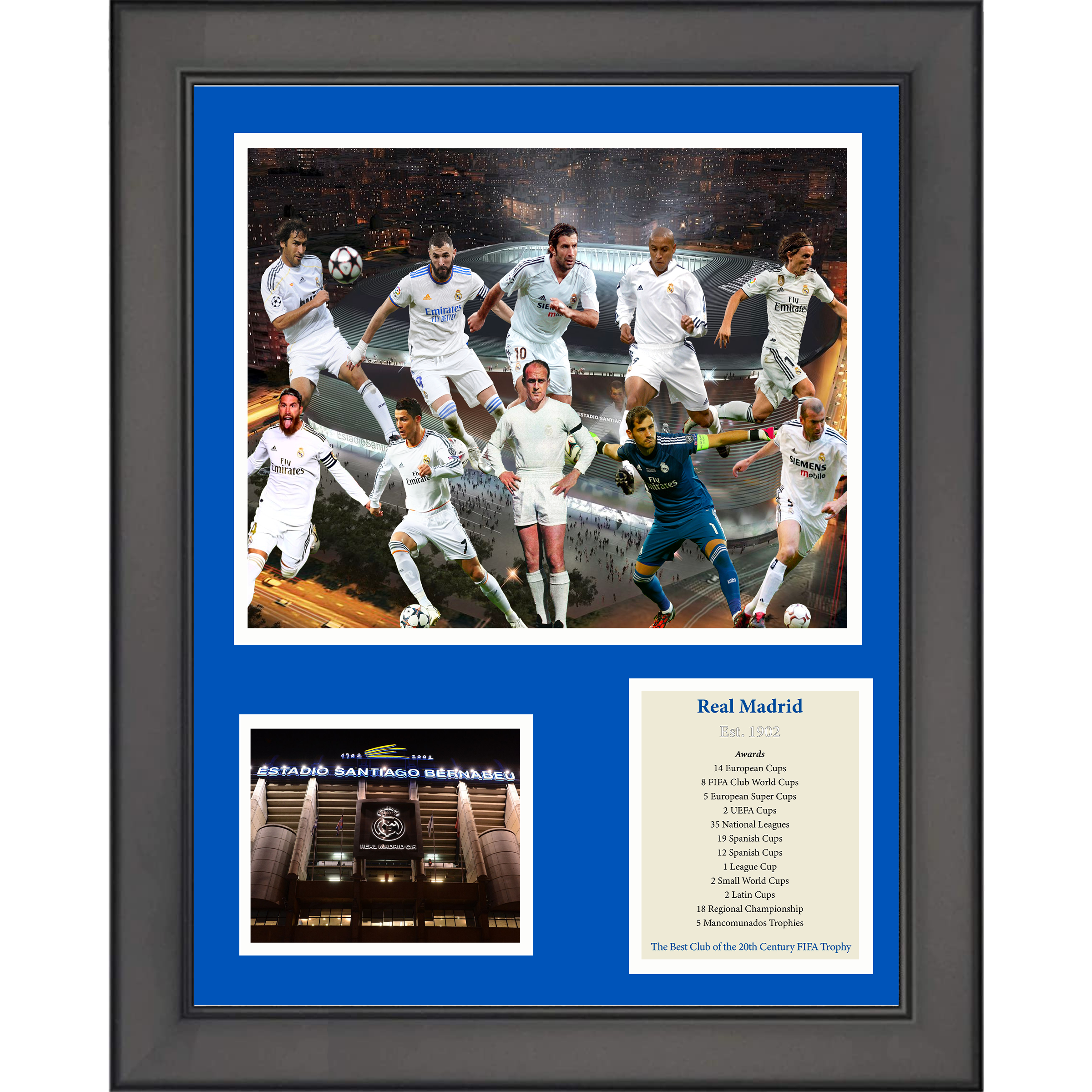 Framed Real Madrid All-Time Greats Legends 11"x14"Futbol Soccer Three Photo Collage
