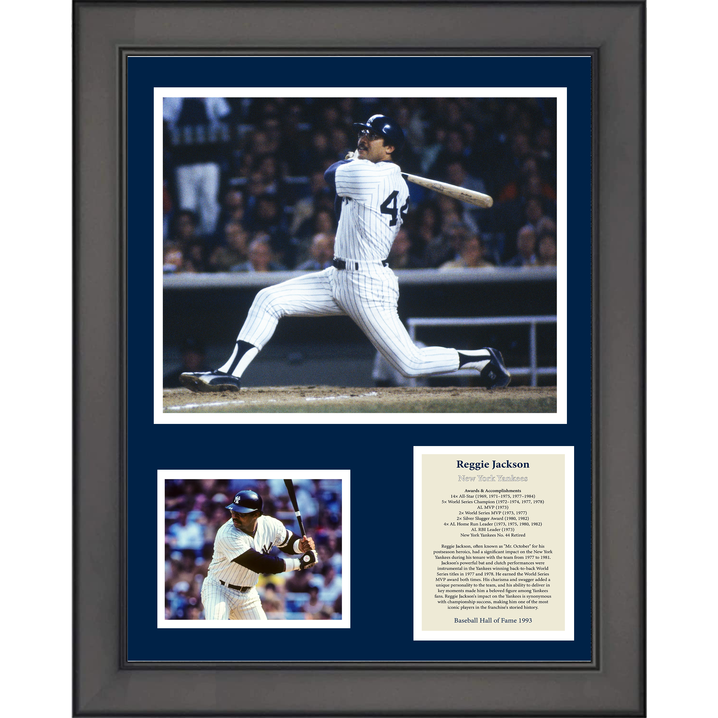 Framed Reggie Jackson Hall of Fame Baseball 11"x14"Three Photo Collage