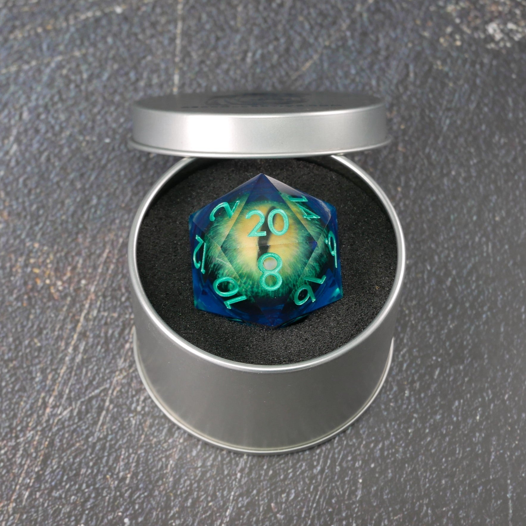 Remorhaz's Eye | Giant D20 Moving Eye DnD Dice | Acrylic RPG Gaming Dice