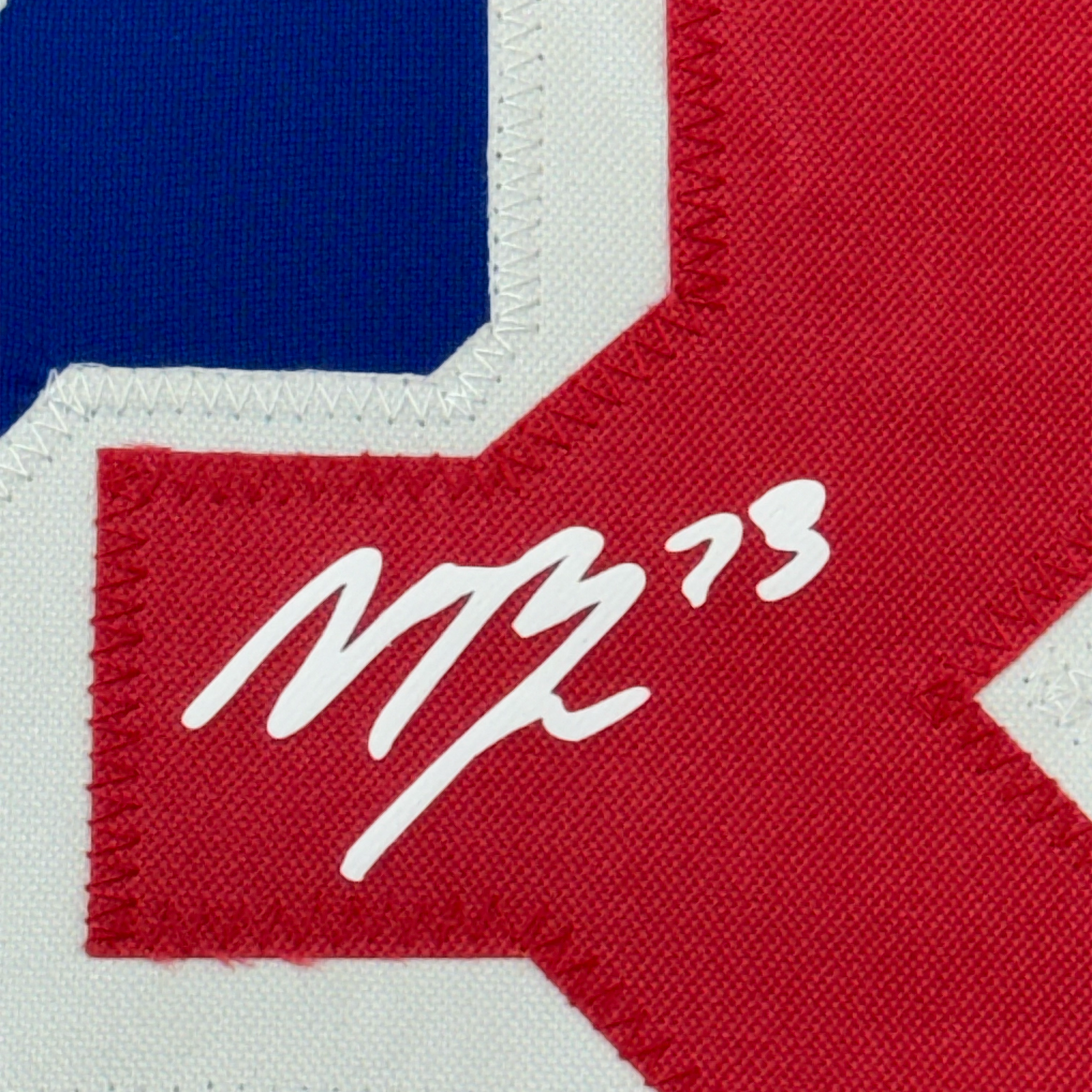 Framed Facsimile Autographed Matt Rempe 35x39 New York Blue Reprint Laser Auto Hockey Jersey