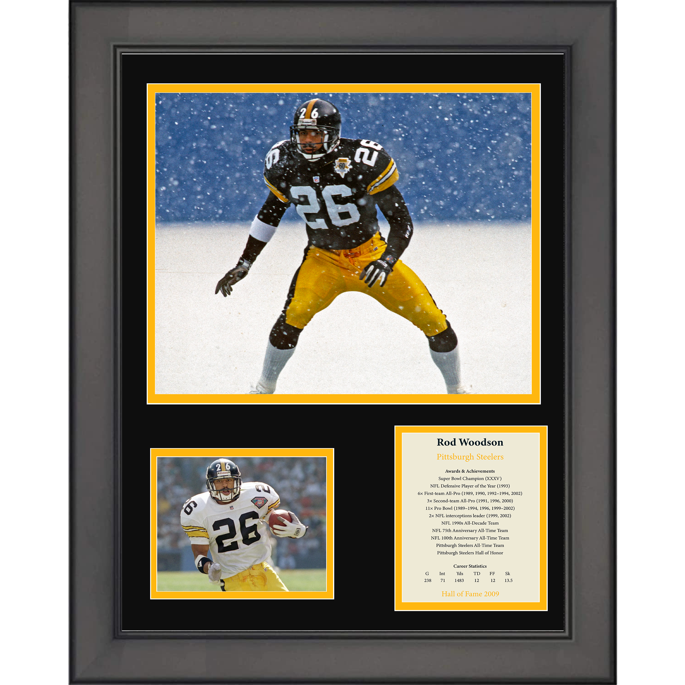 Framed Rod Woodson Hall of Fame Pittsburgh Steelers 11"x14"Three Photo Collage