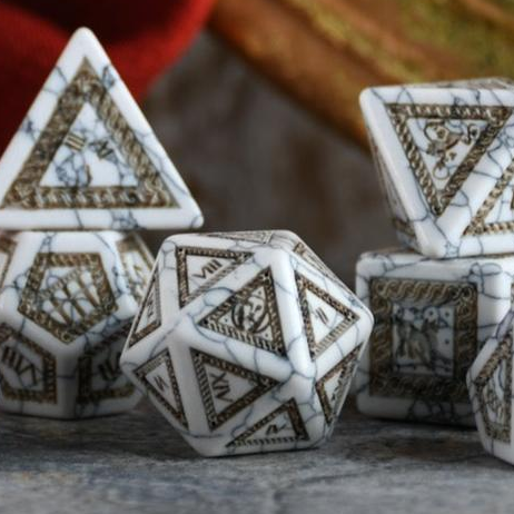 Roman White Howlite Stone Dice Set - Dice Around the World Collection